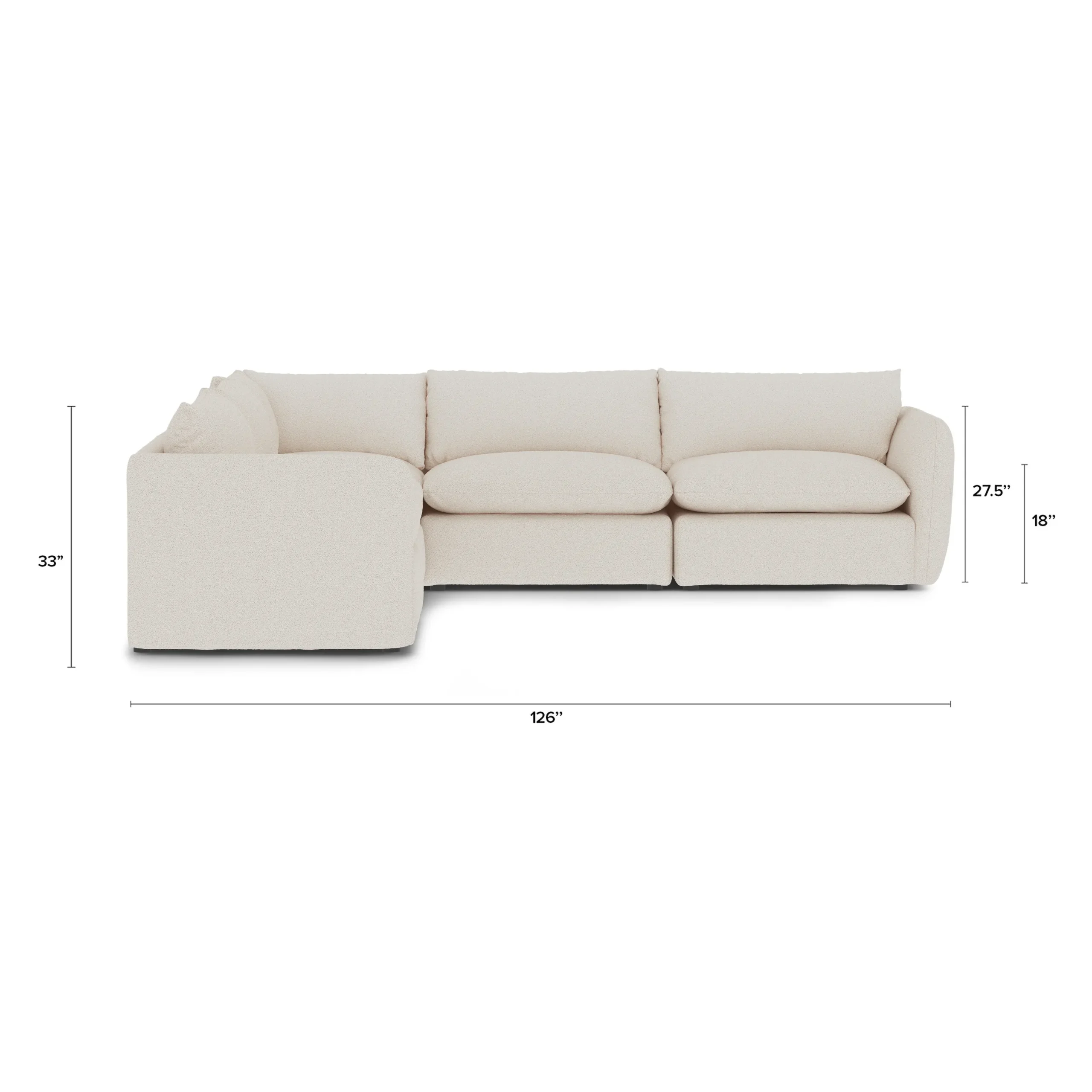 Leigh 126_ Modular Corner Sectional - Ivory Wool Bouclé - Image 11