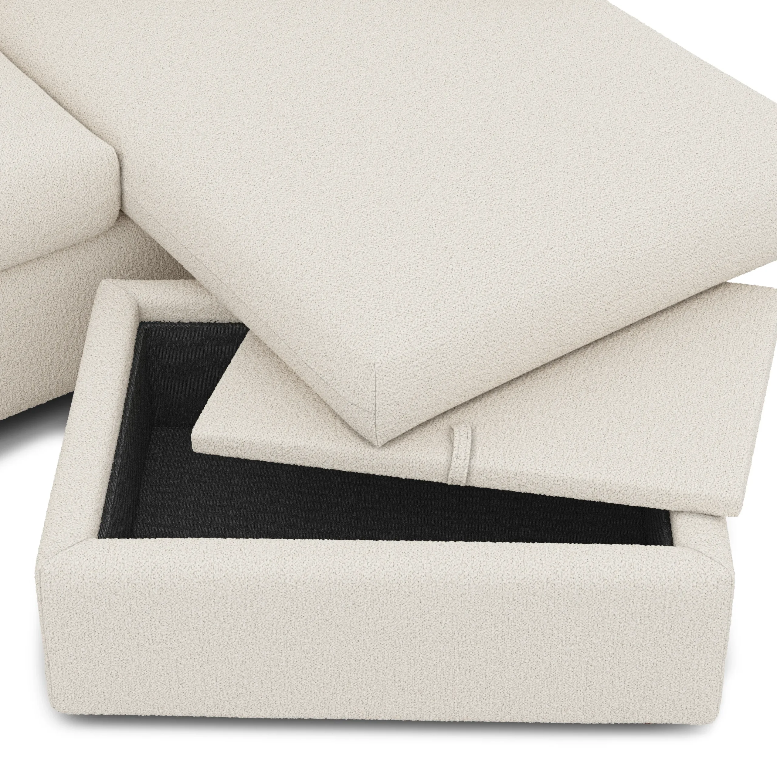 Marina 80_ Reversible Storage Sectional - Ivory Wool Bouclé - Image 11