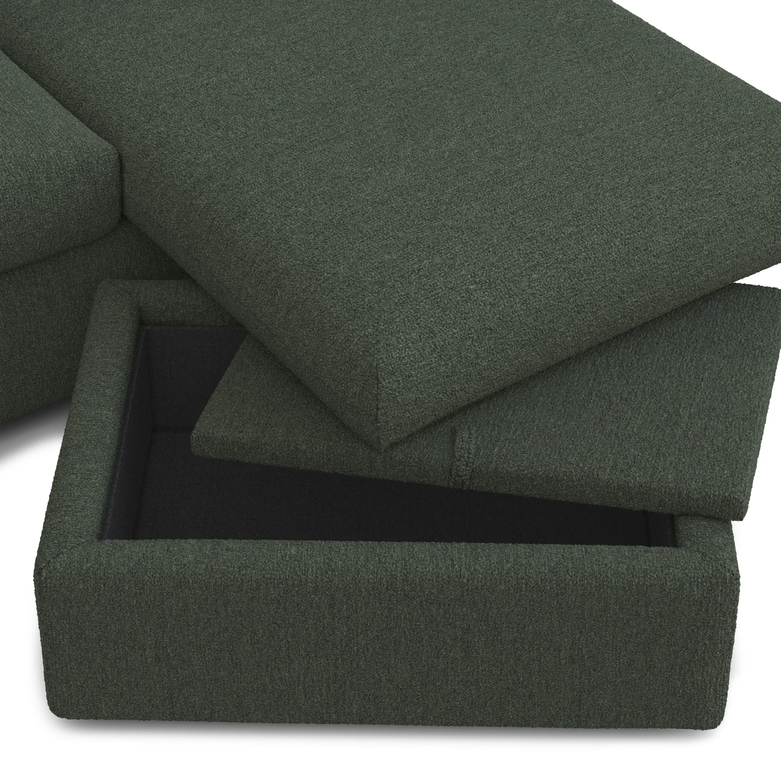 Marina 90_ Reversible Storage Sleeper Sectional - Green Wool Bouclé - Image 11