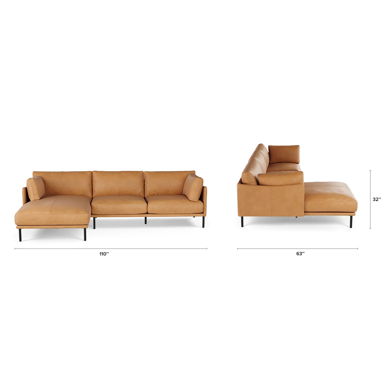 Olsen 110_ Leather Left Sectional - Charme Tan - Image 11