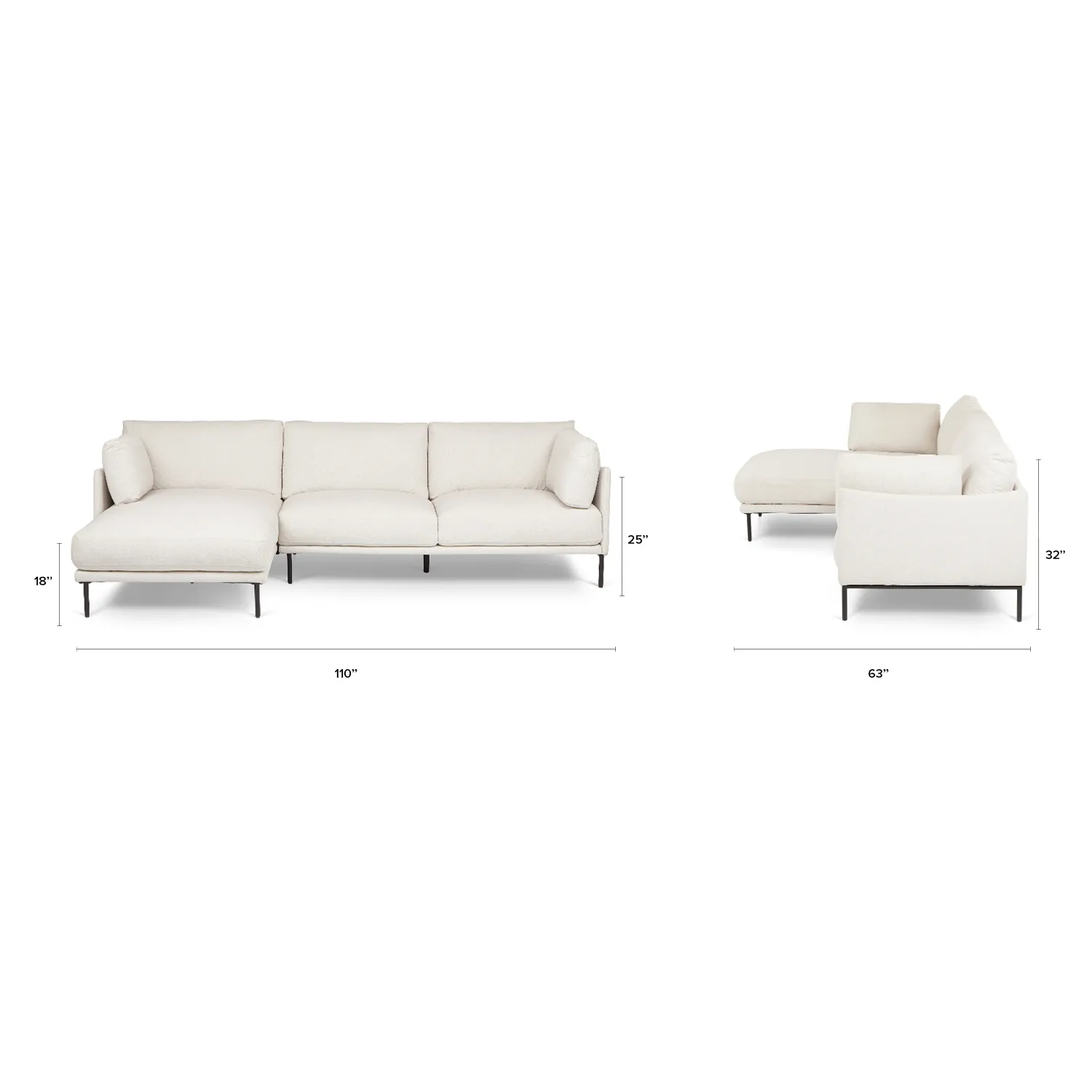 Olsen 110_ Left Sectional - Ratine Ivory - Image 11