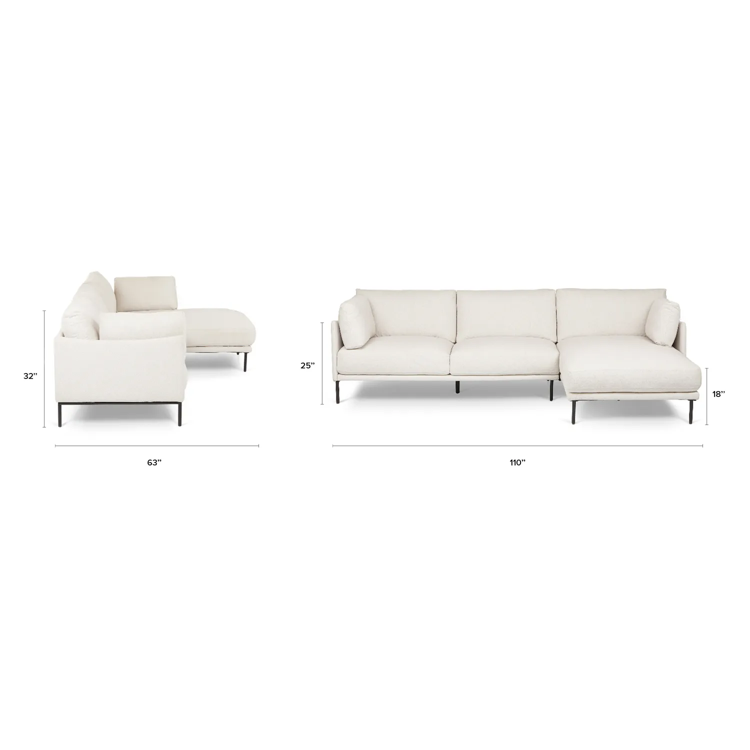 Olsen 110_ Right Sectional - Ratine Ivory - Image 11