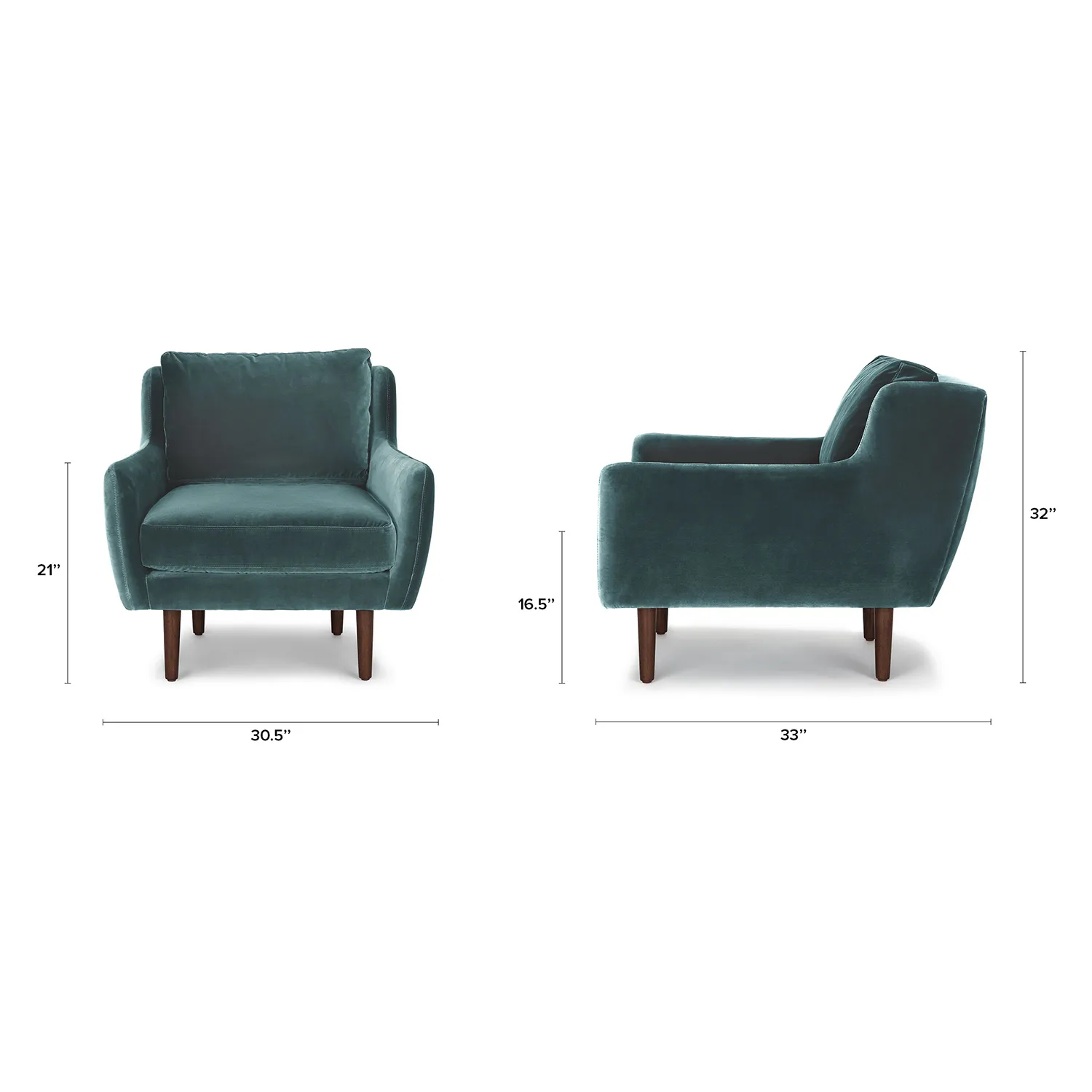 Matrix 30.5_ Velvet Lounge Chair - Pacific Blue - Image 2