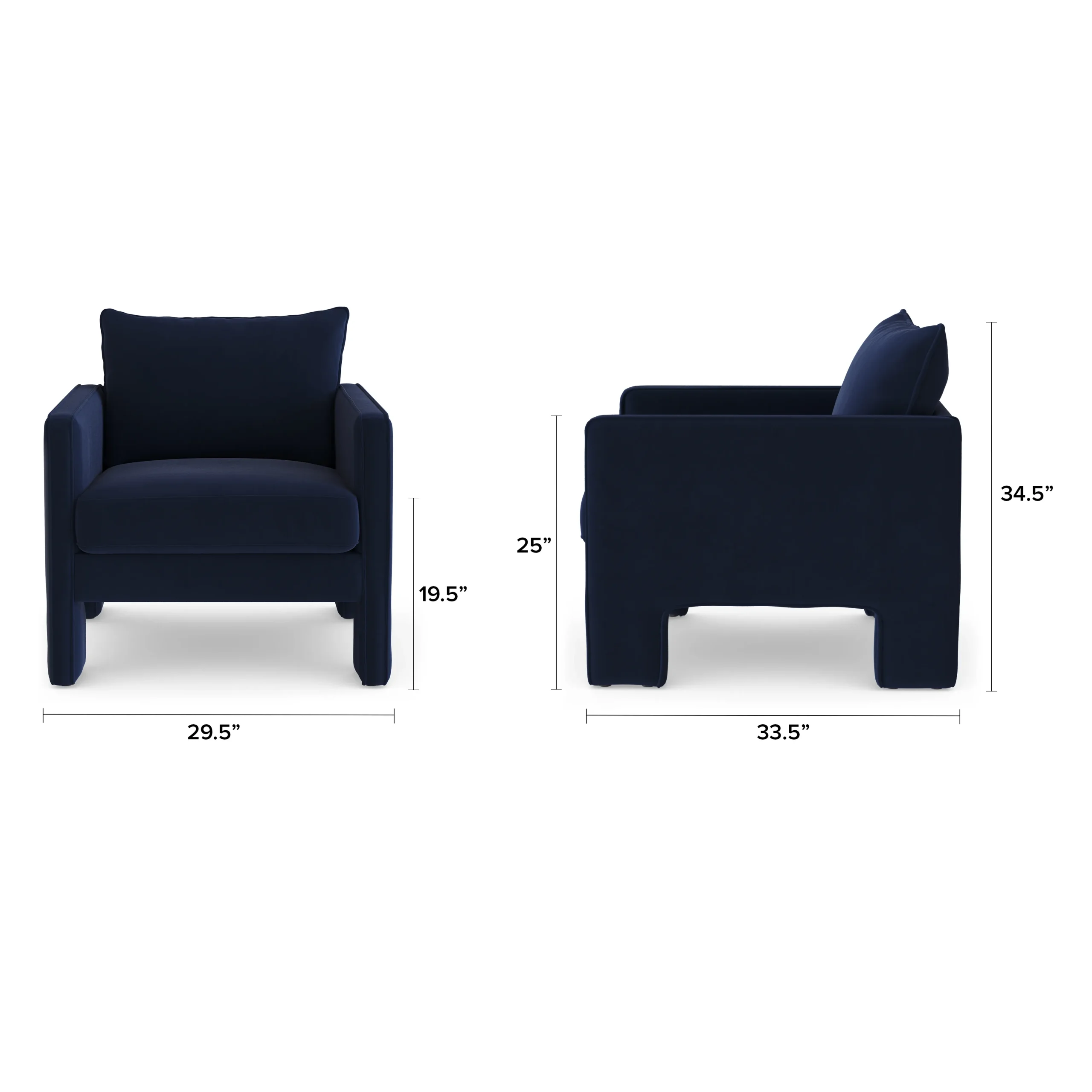 Oren 29.5_ Velvet Lounge Chair - Hale Navy - Image 2