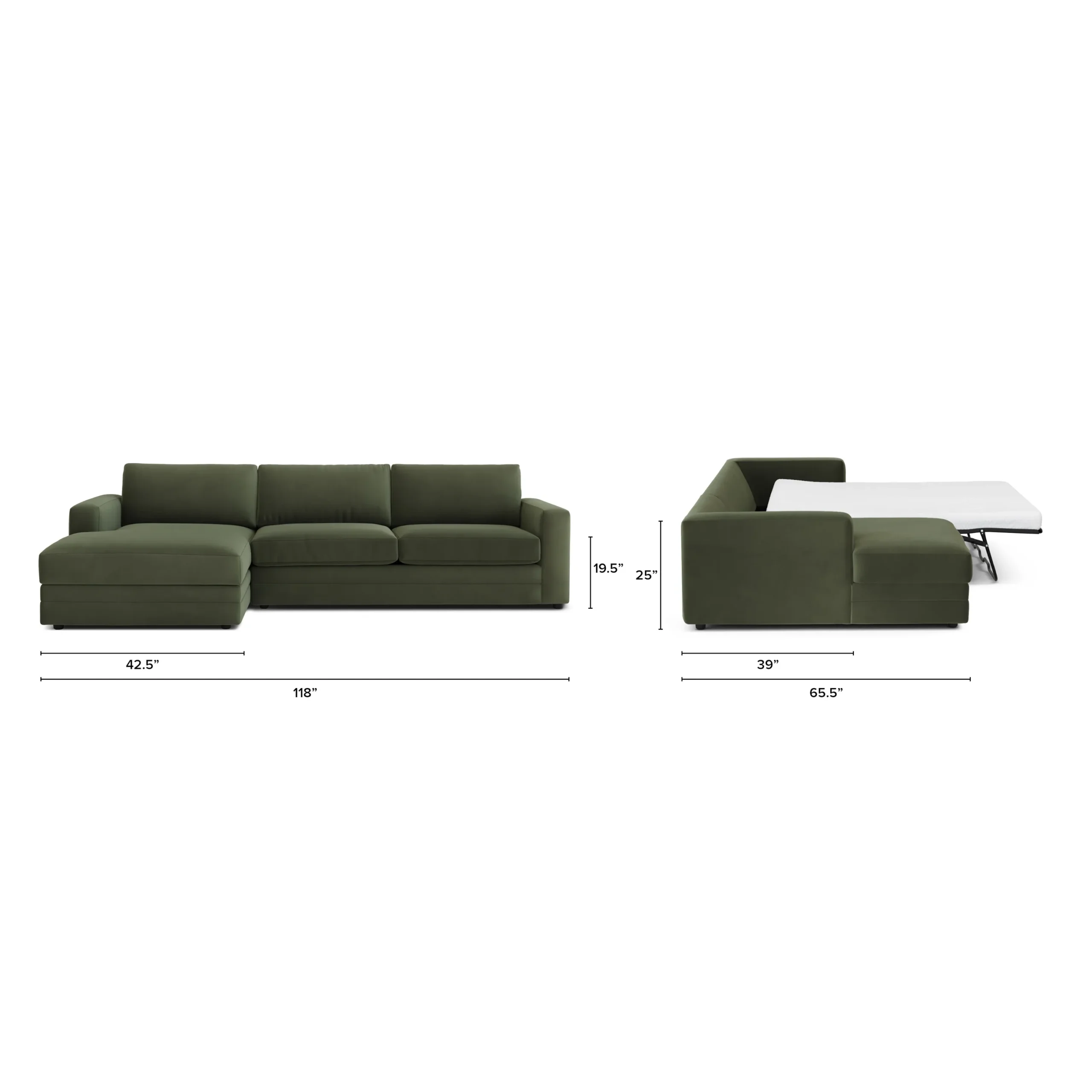 Riley 118_ Velvet Left Storage Sleeper Sectional - Hale Fir Green - Image 8