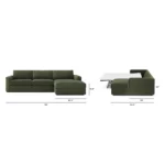 Riley 118_ Velvet Right Storage Sleeper Sectional - Hale Fir Green