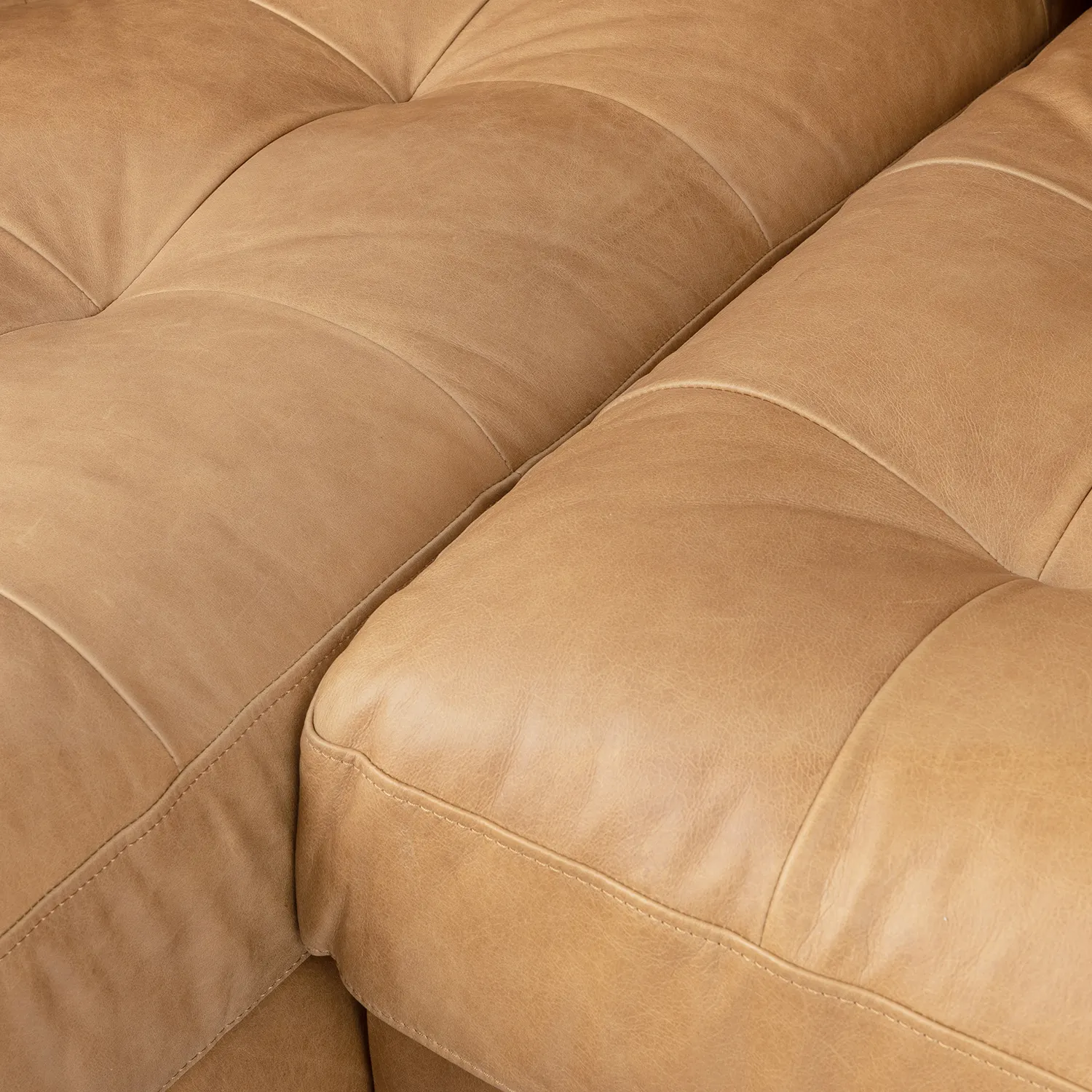 Sven 100_ Tufted Leather Left Sectional - Charme Tan - Image 11