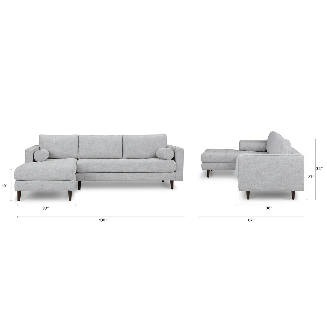 Sven 100_ Tufted Left Sectional - Stone Gray - Image 11