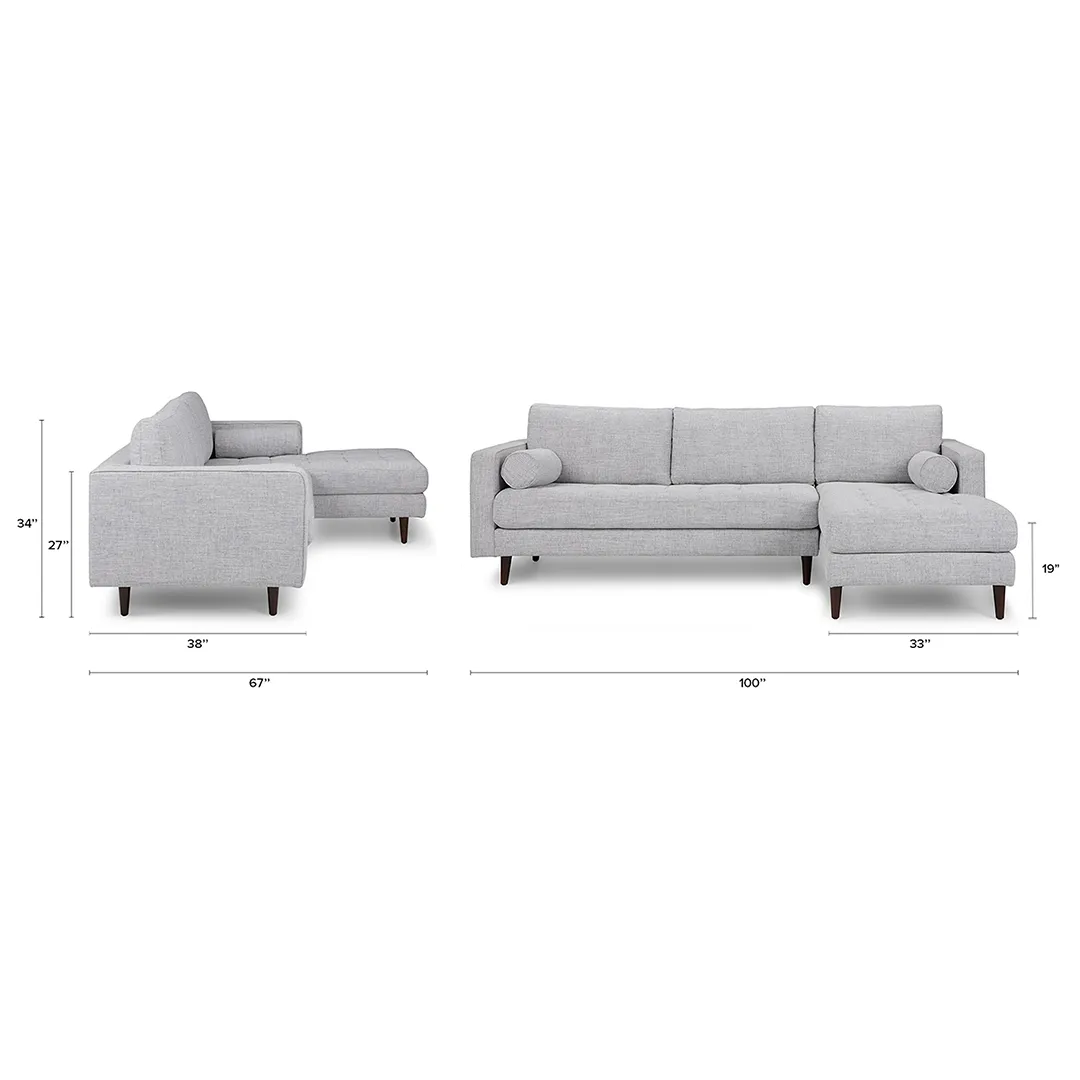 Sven 100_ Tufted Right Sectional - Stone Gray - Image 11