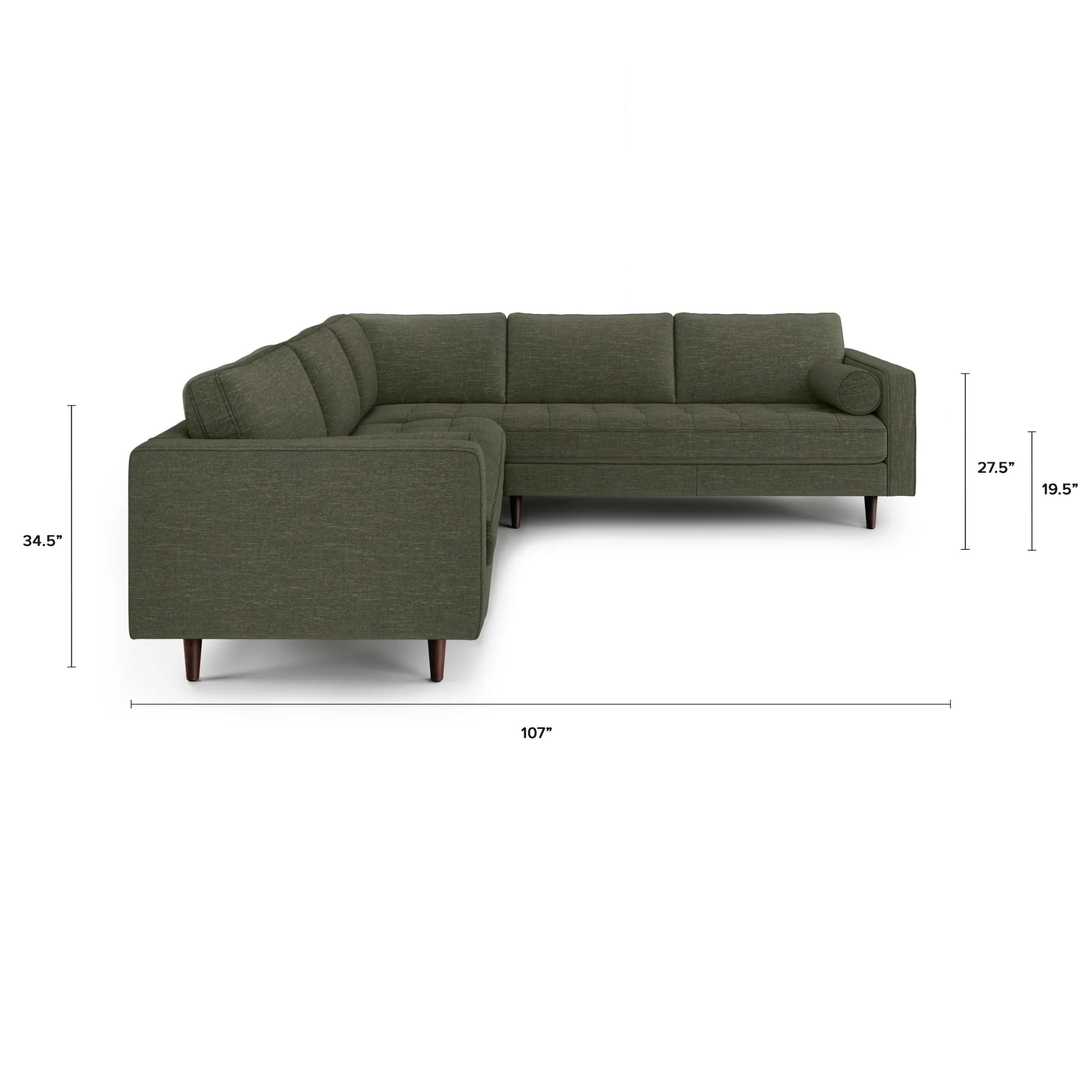 Sven 107_ Tufted Corner Sectional - Fir Green - Image 11