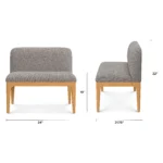 Armless Banquette - Natural Oak and Hestia Gray