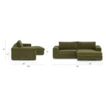 Beta 98_ Modular Right Chaise Sectional - Cypress Green