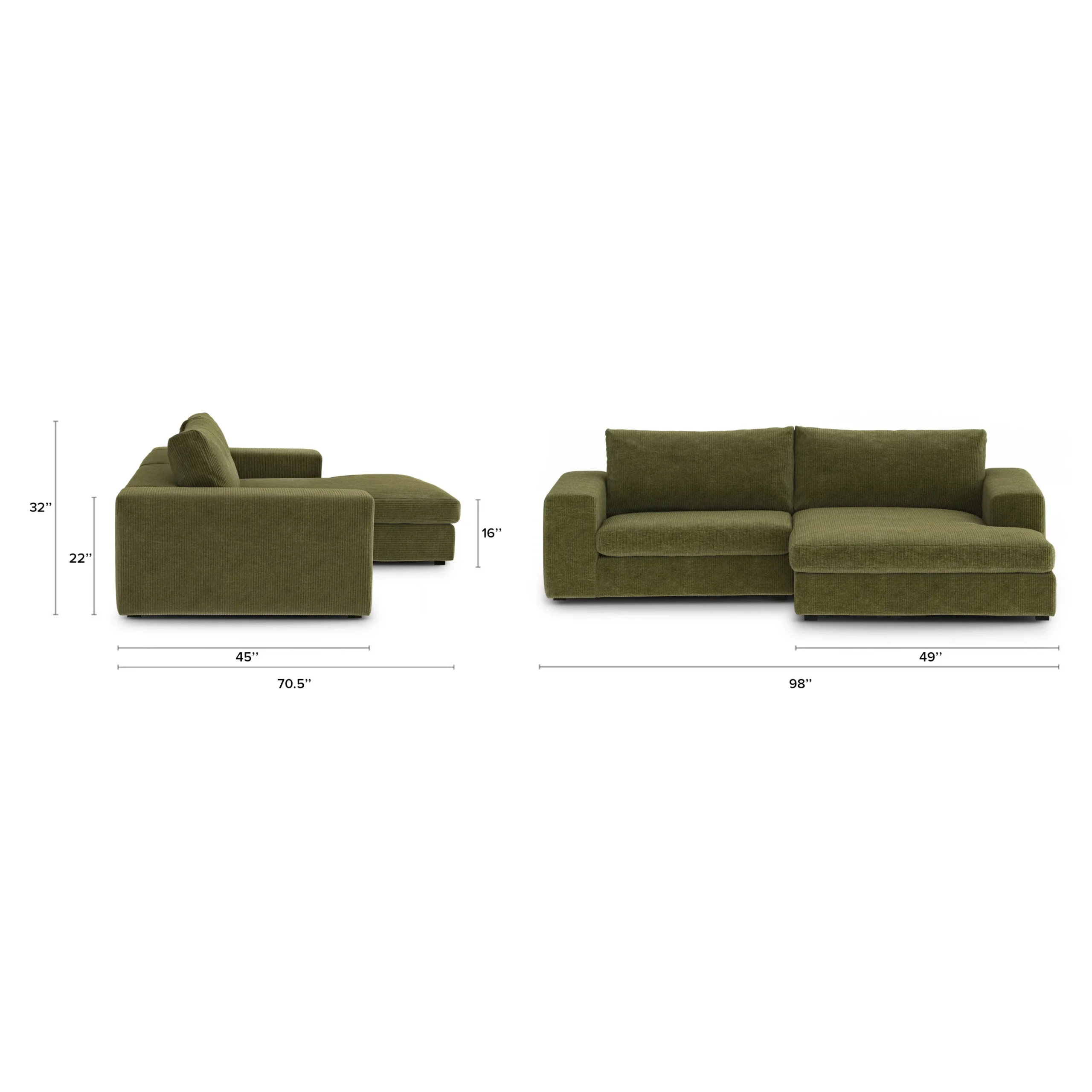 Beta 98_ Modular Right Chaise Sectional - Cypress Green - Image 12