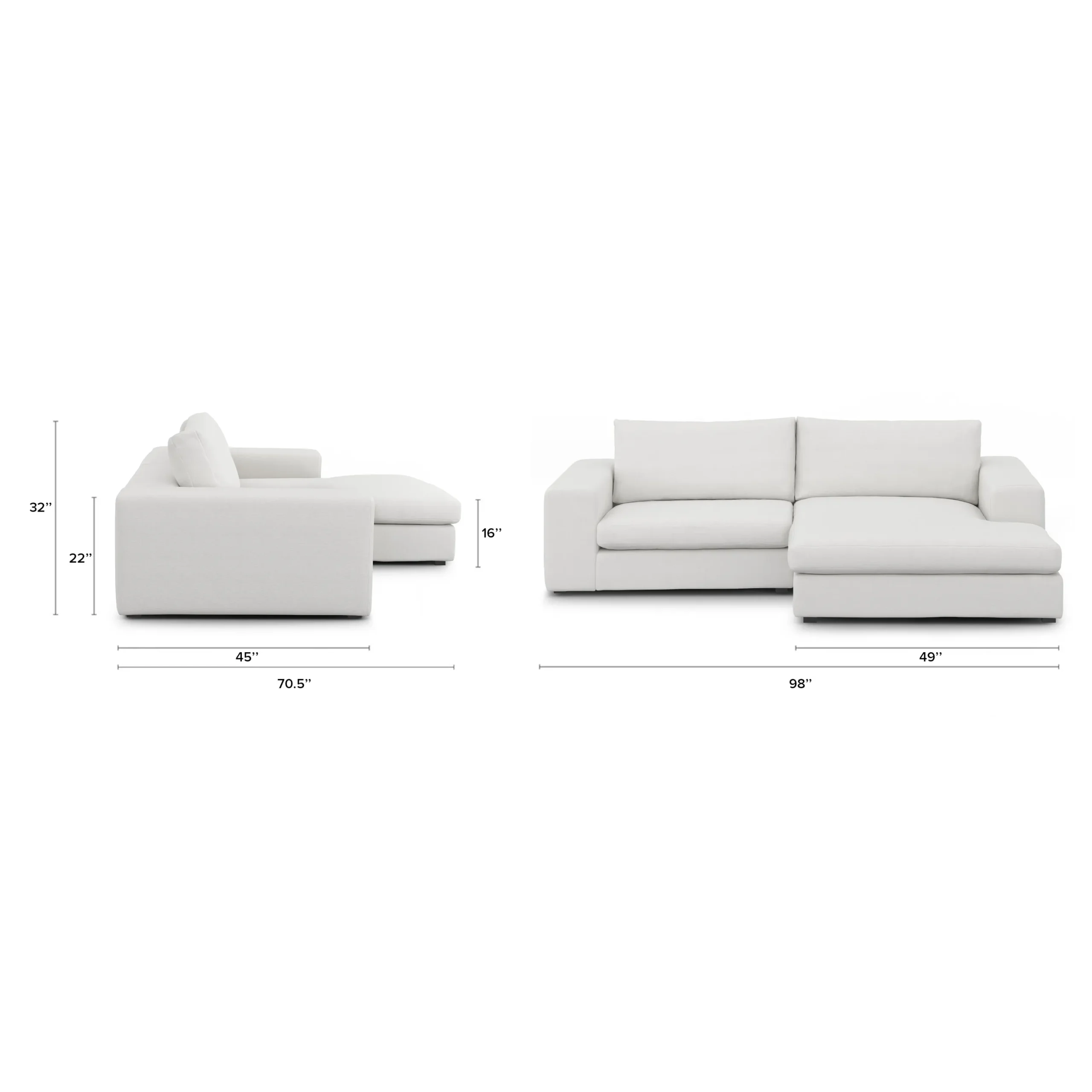 Beta 98_ Modular Right Chaise Sectional - Quartz White - Image 12