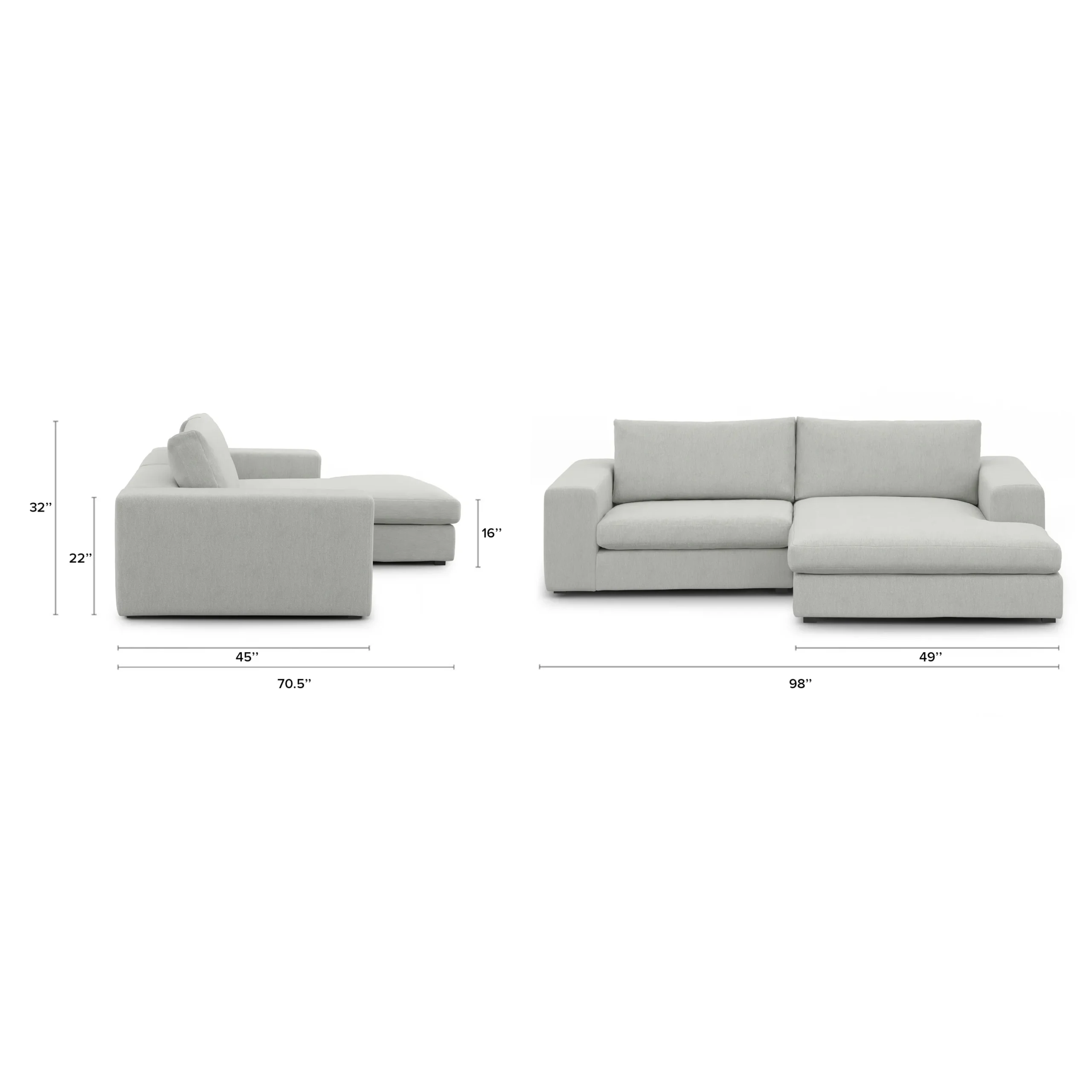 Beta 98_ Modular Right Chaise Sectional - Welsh Gray - Image 12