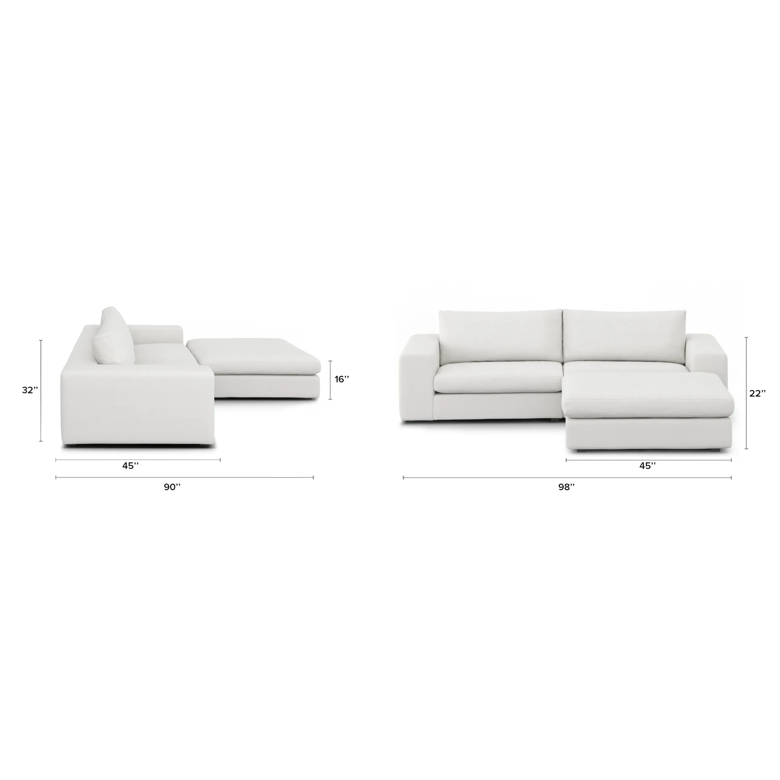 Beta 98_ Modular Sectional - Quartz White - Image 12
