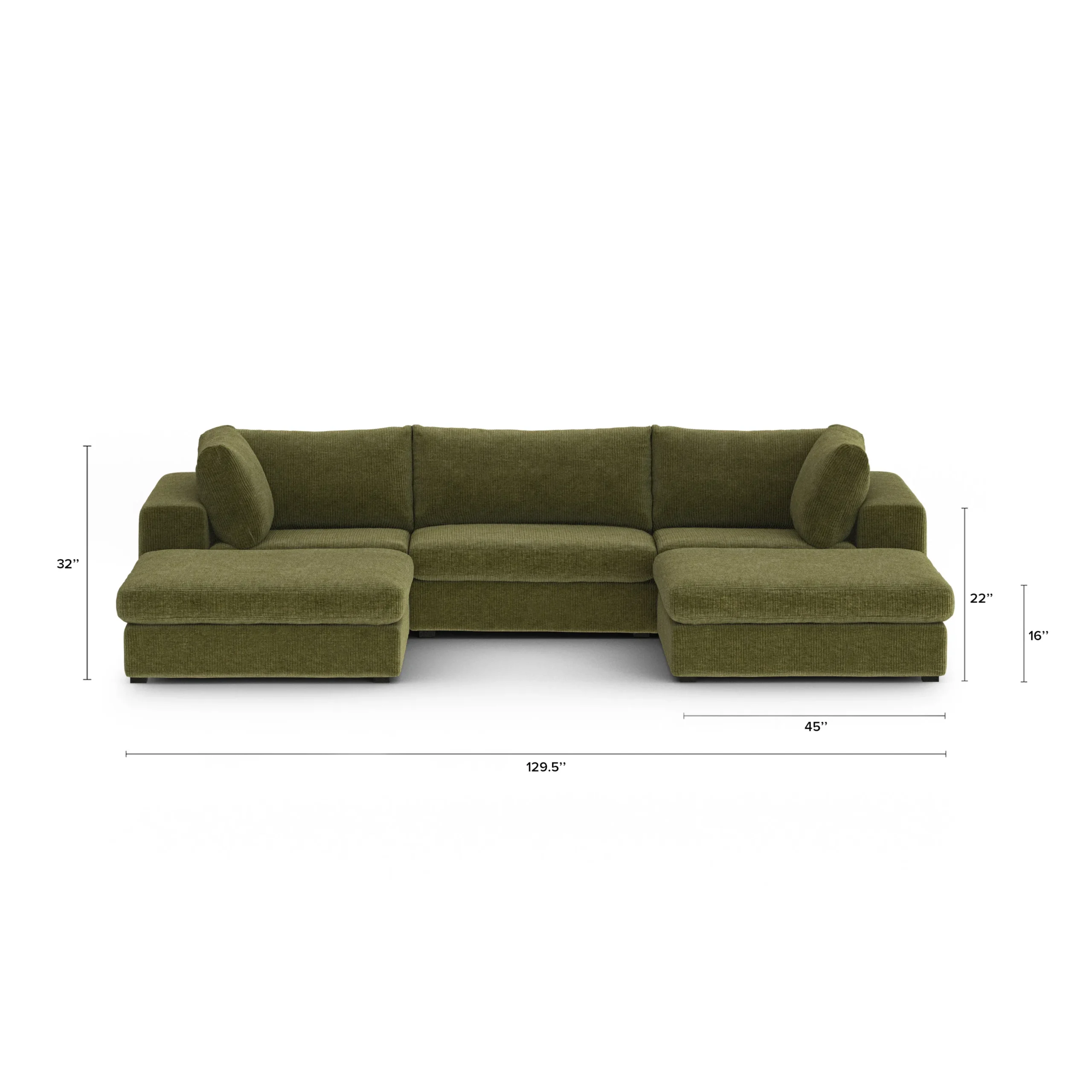 Beta 129.5_ Modular U Sectional - Cypress Green - Image 12