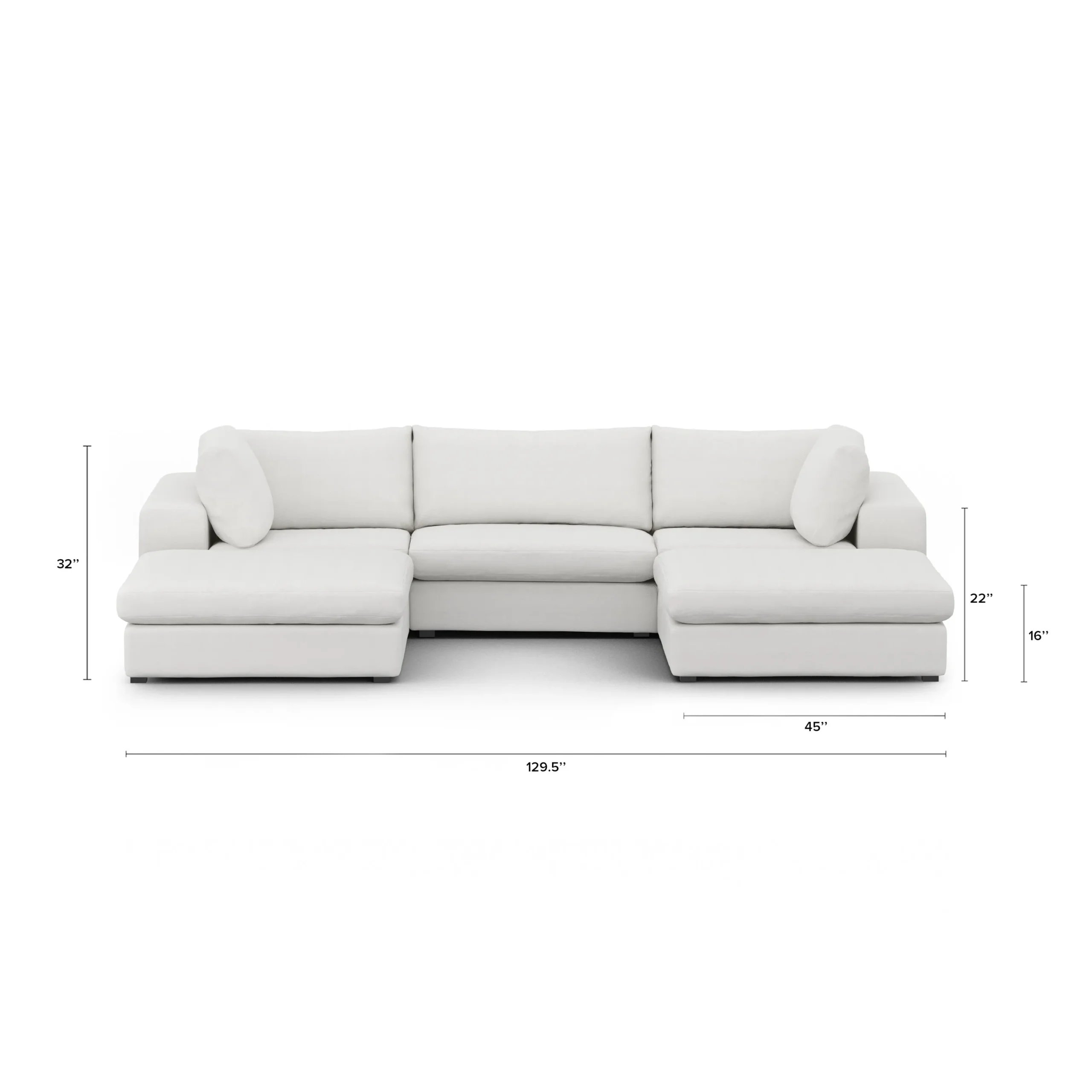 Beta 129.5_ Modular U Sectional - Quartz White - Image 12