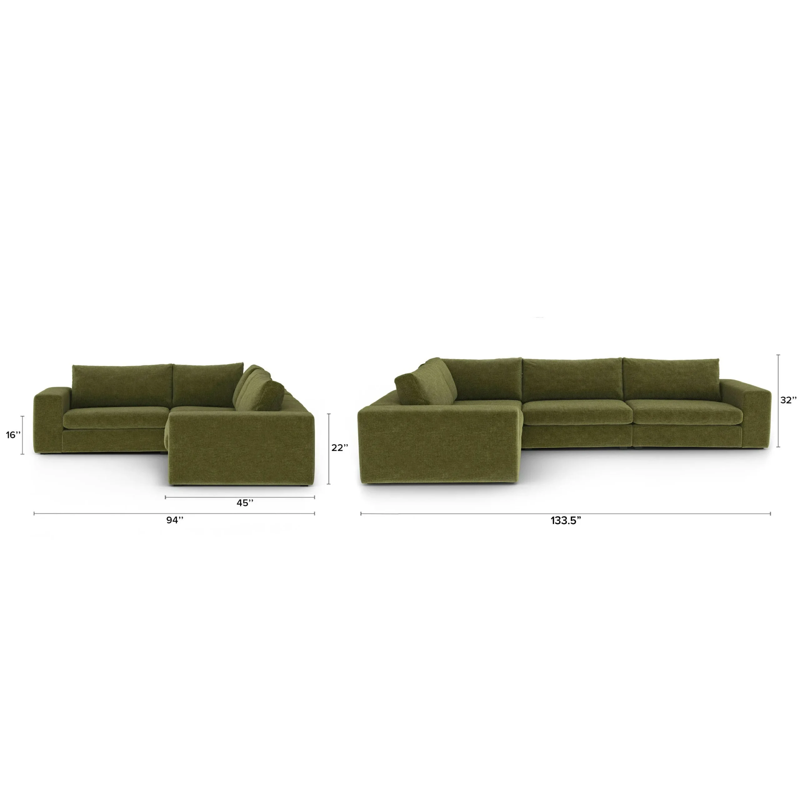 Beta 133.5_ Modular L Sectional - Cypress Green - Image 12