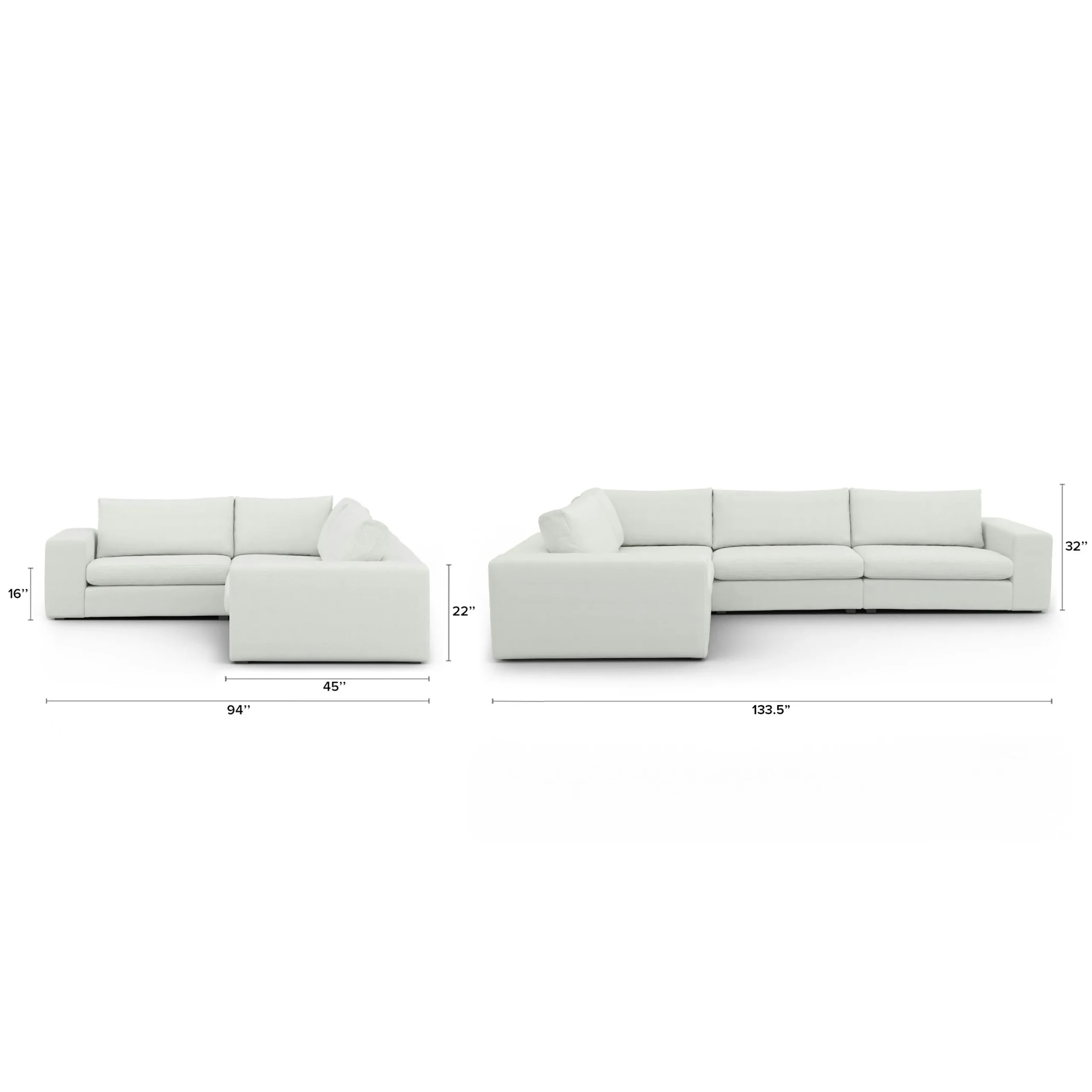 Beta 133.5_ Modular L Sectional - Quartz White - Image 12