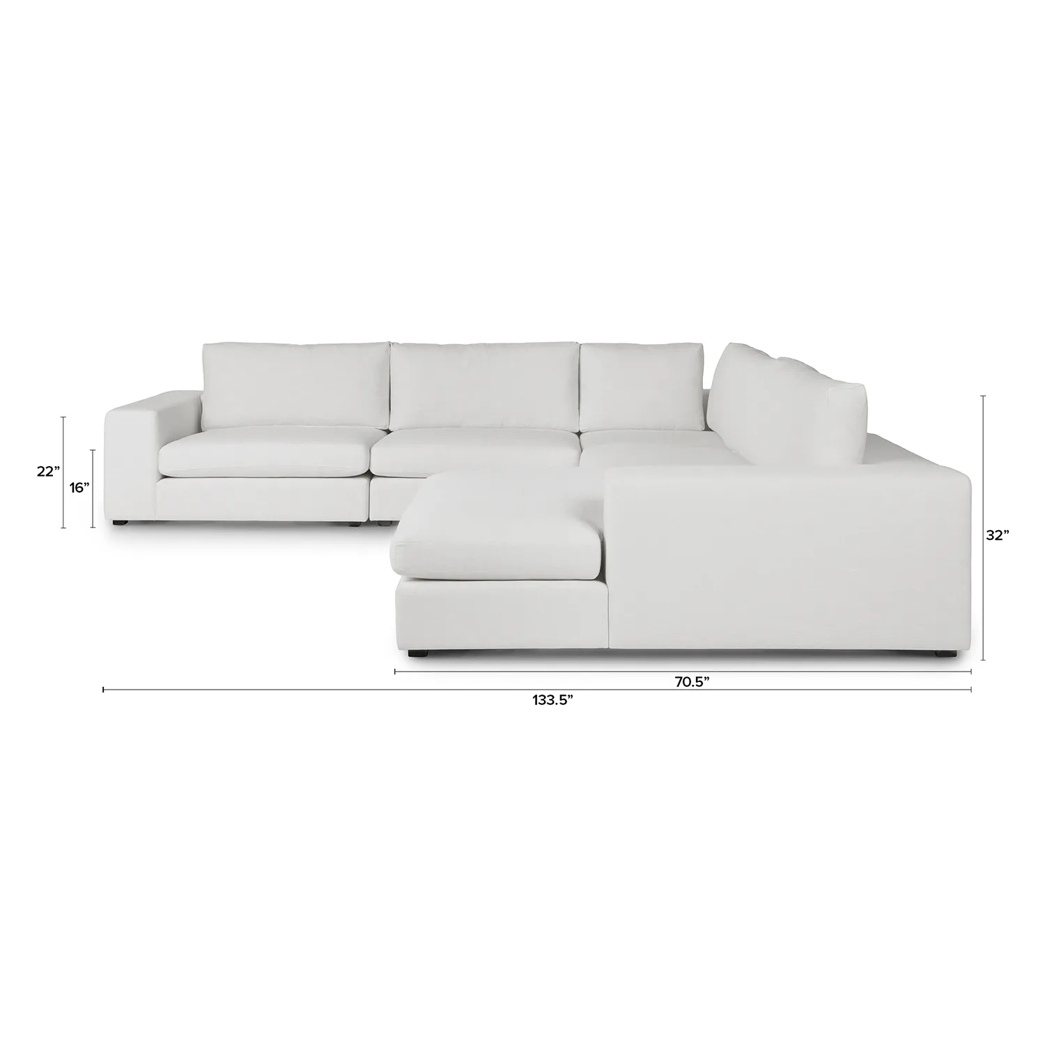 Beta 133.5_ Right Modular Conversational Sectional - Quartz White - Image 12