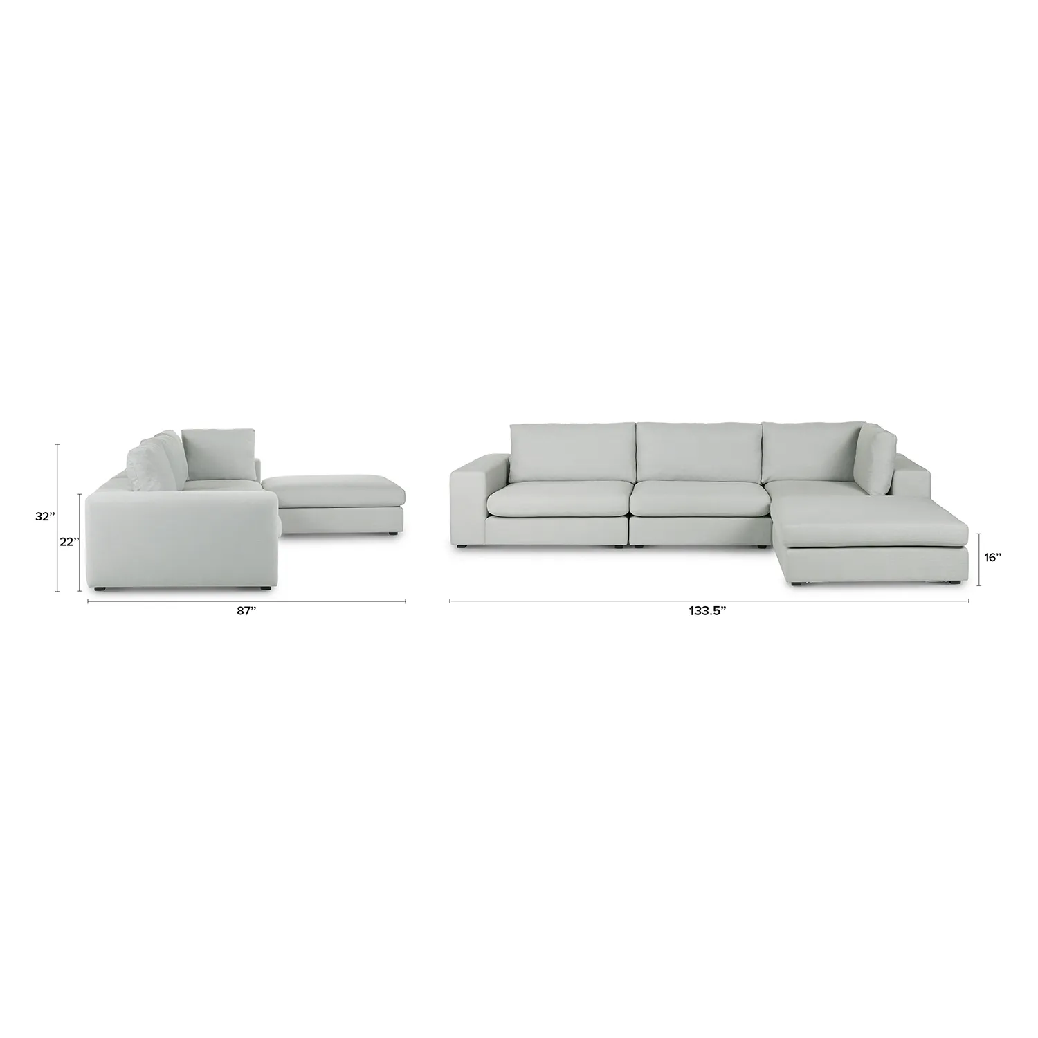 Beta 133.5_ Right Modular Sectional - Welsh Gray - Image 12