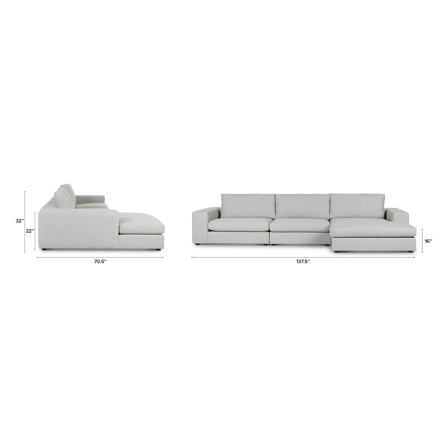 Beta 137.5_ Right Modular Chaise Sectional - Welsh Gray - Image 12