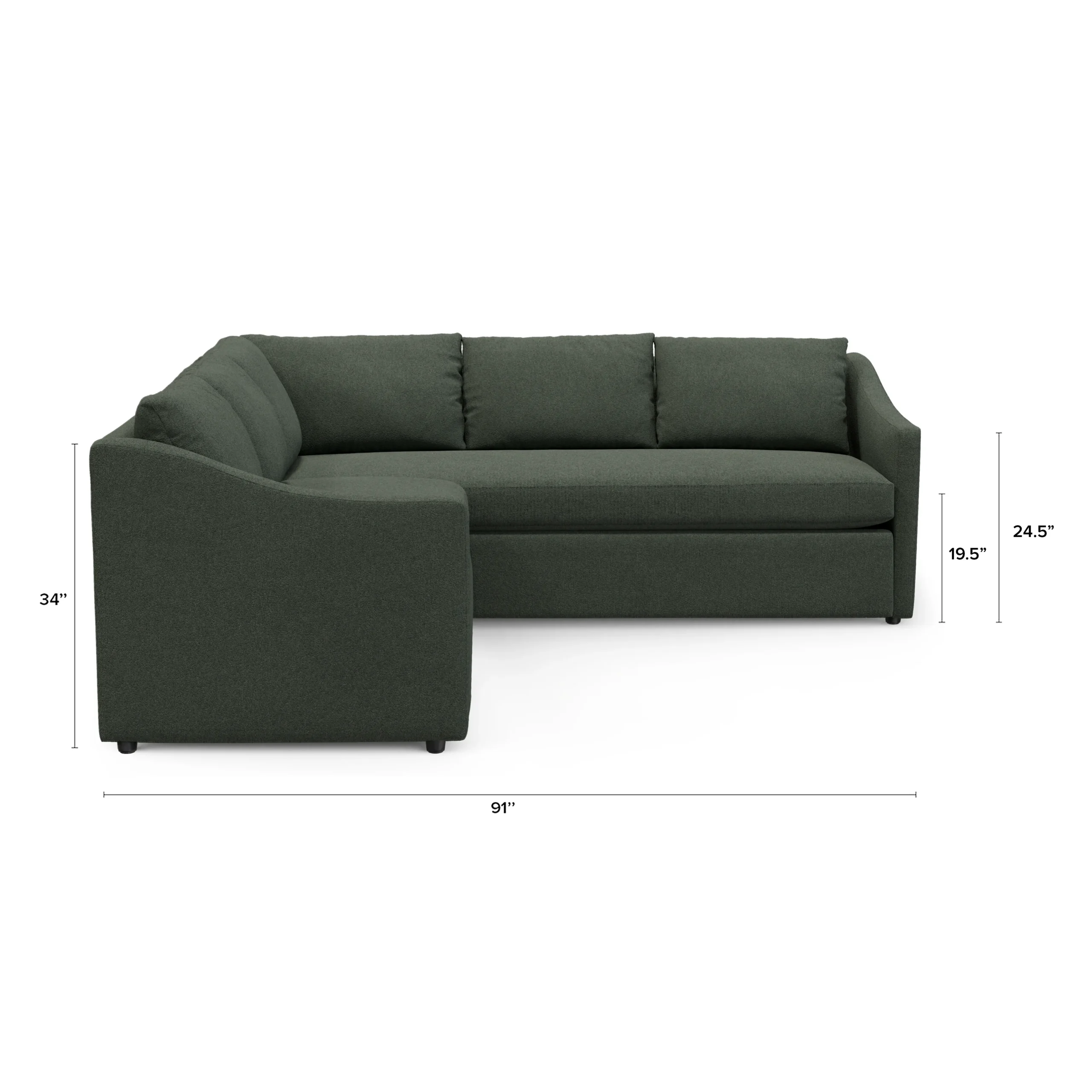 Landry 91_ Corner Sectional - Green Wool Bouclé - Image 12