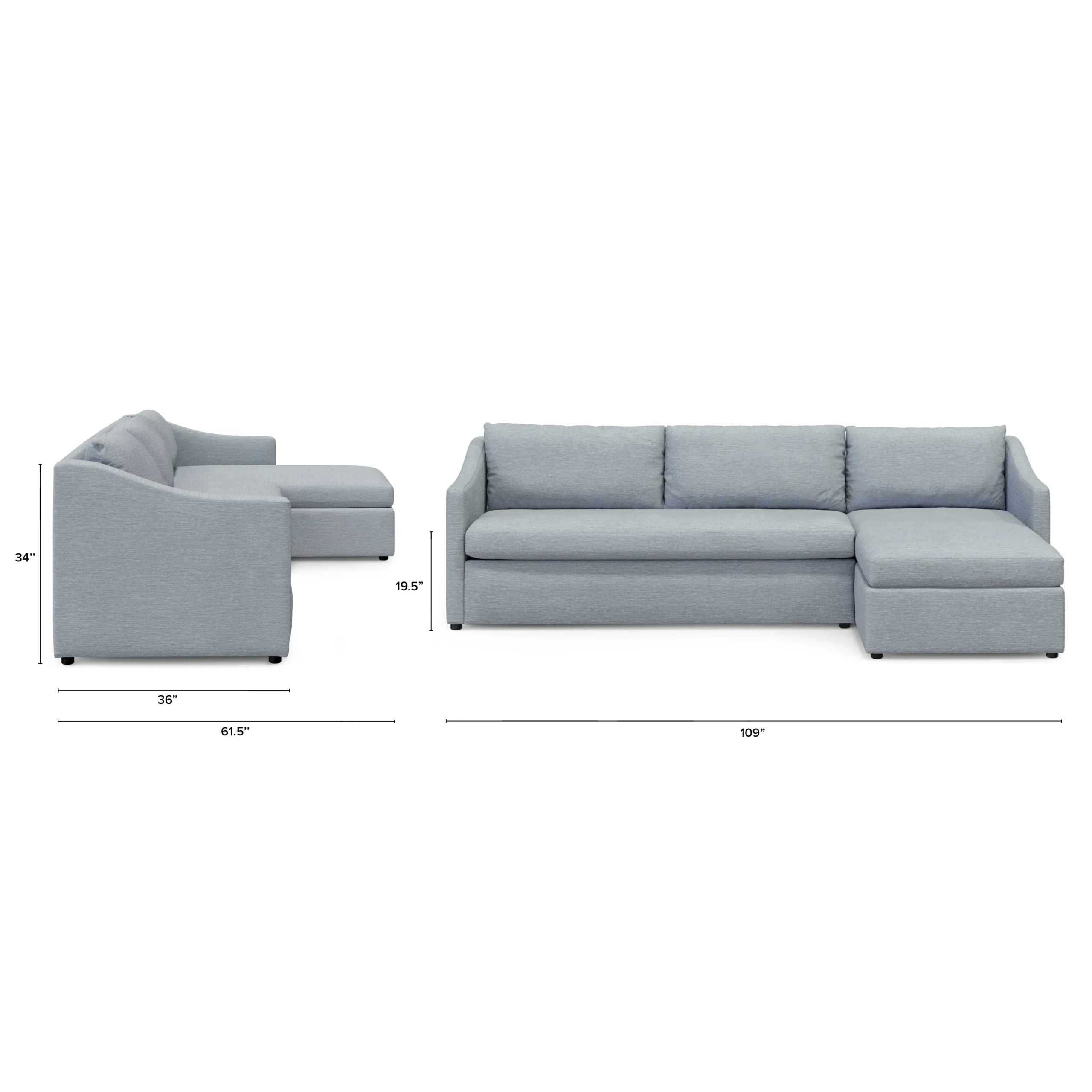 Landry 109_ Right Storage Sleeper Sectional - Silver Light Blue - Image 12