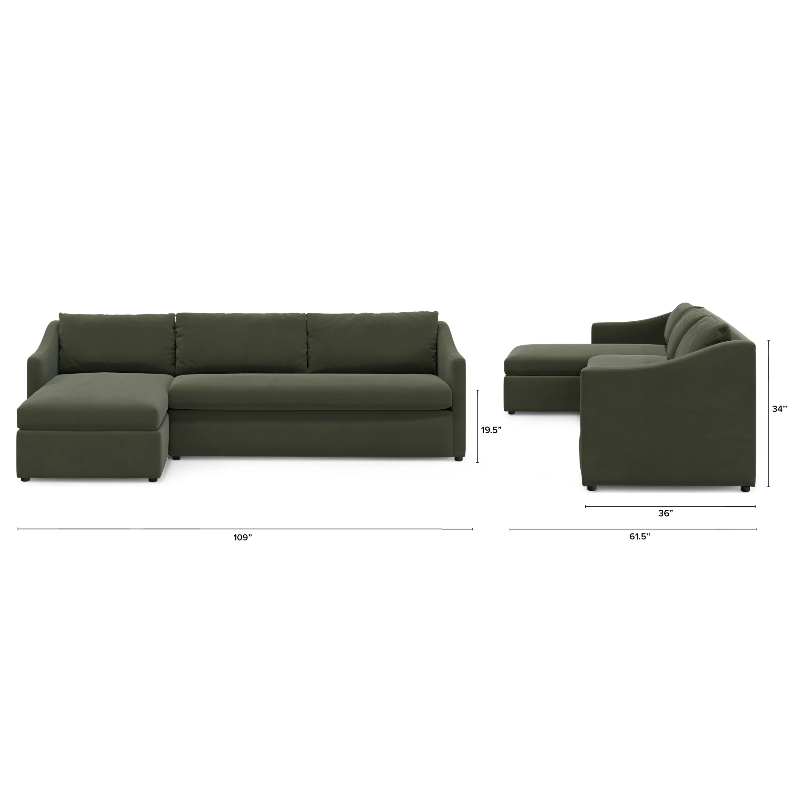 Landry 109_ Velvet Left Storage Sleeper Sectional - Hale Fir Green - Image 12
