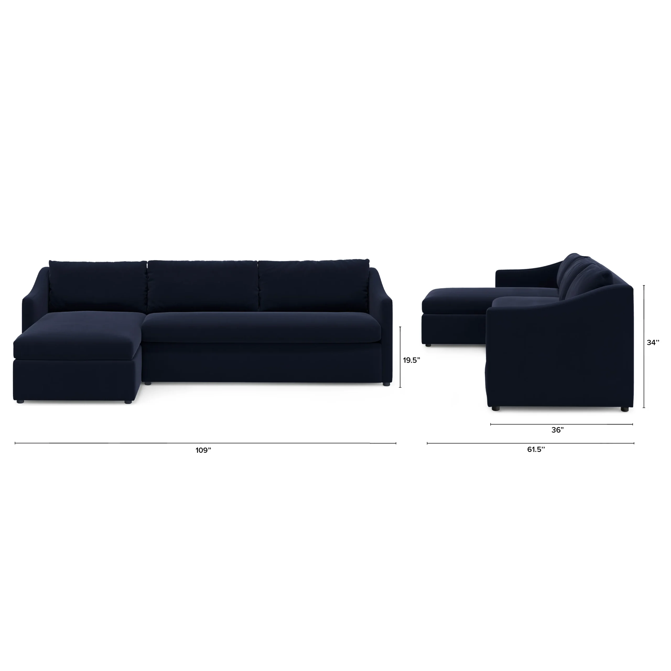Landry 109_ Velvet Left Storage Sleeper Sectional - Hale Ink - Image 12