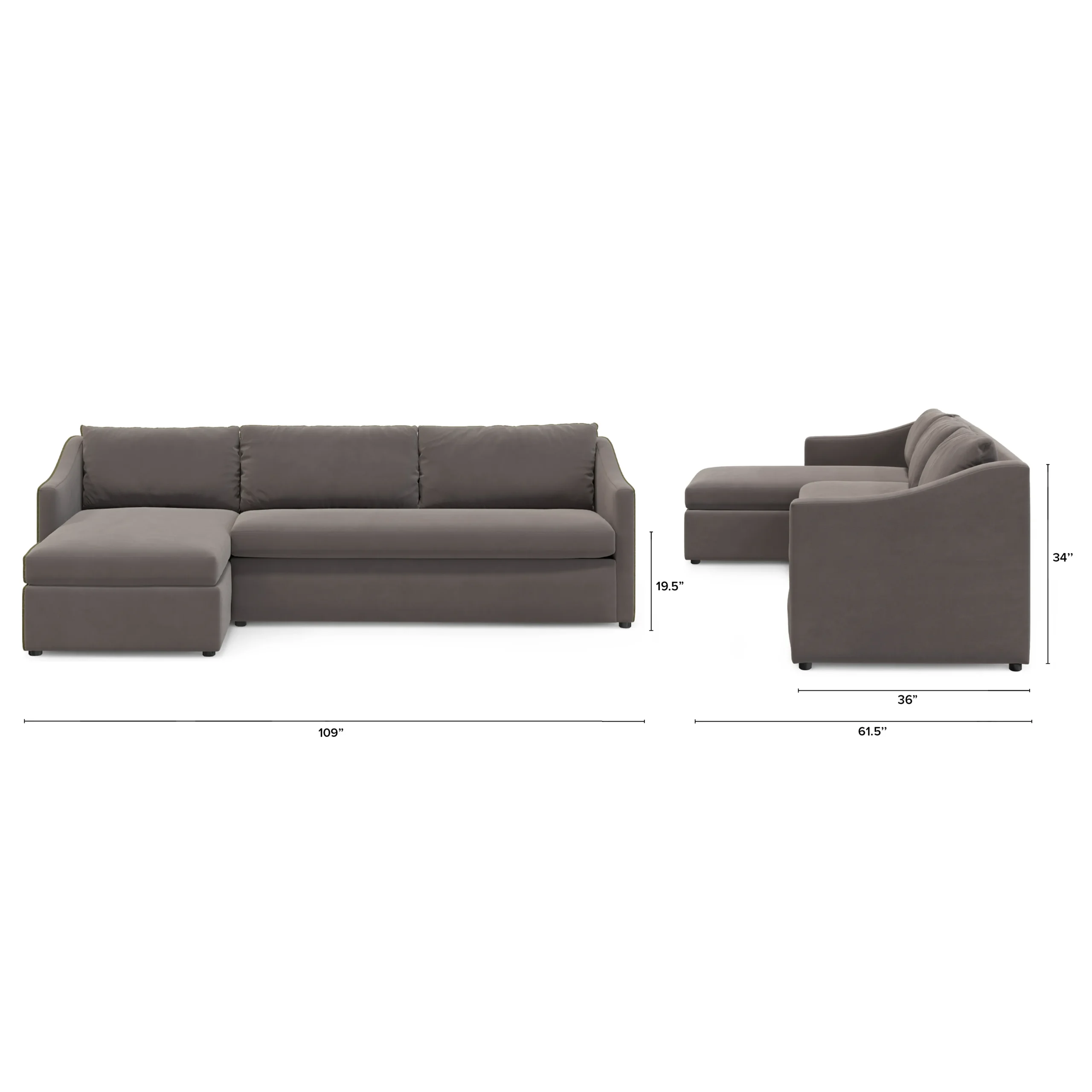 Landry 109_ Velvet Left Storage Sleeper Sectional - Hale Warm Gray - Image 12