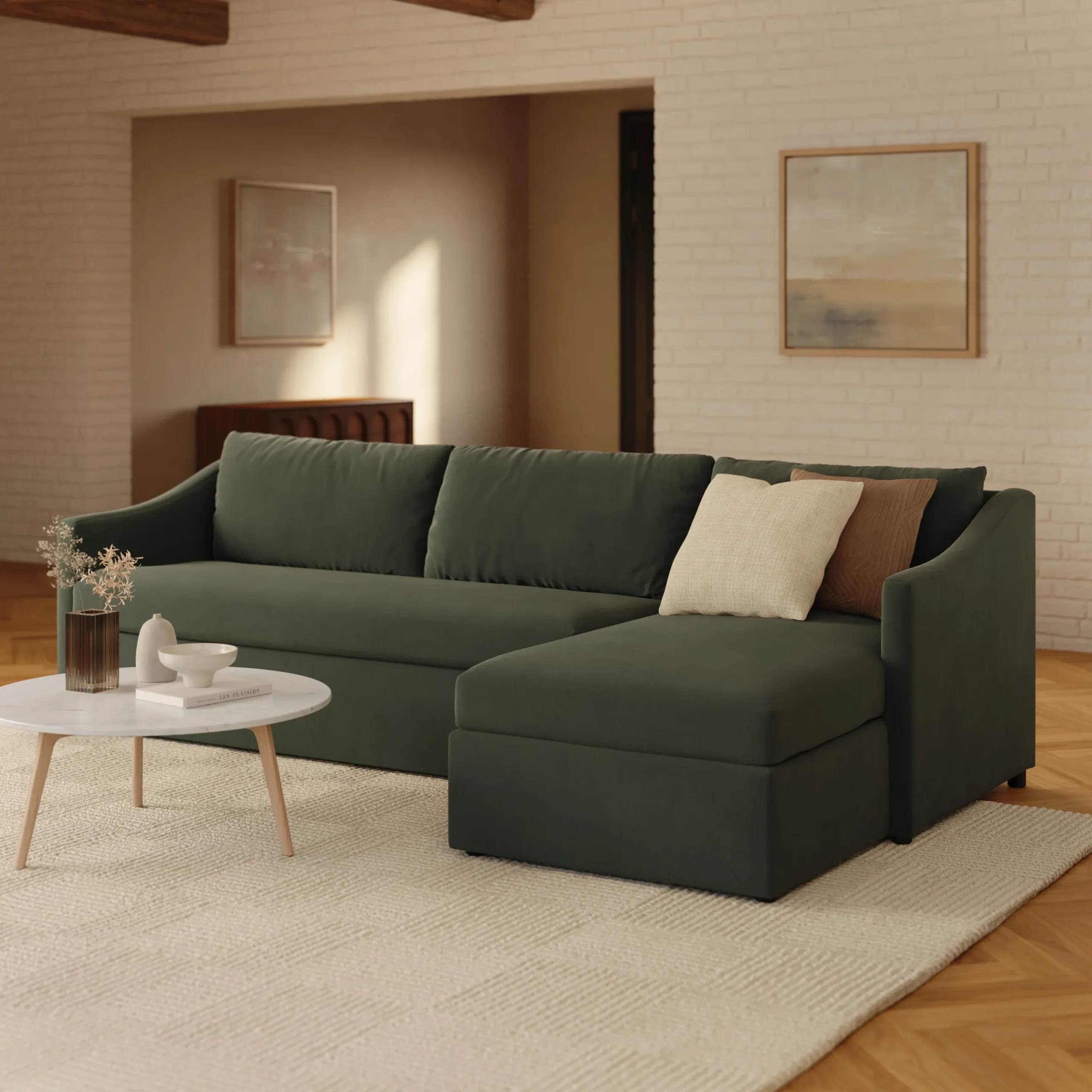 Landry 109_ Velvet Right Storage Sleeper Sectional - Hale Fir Green - Image 9