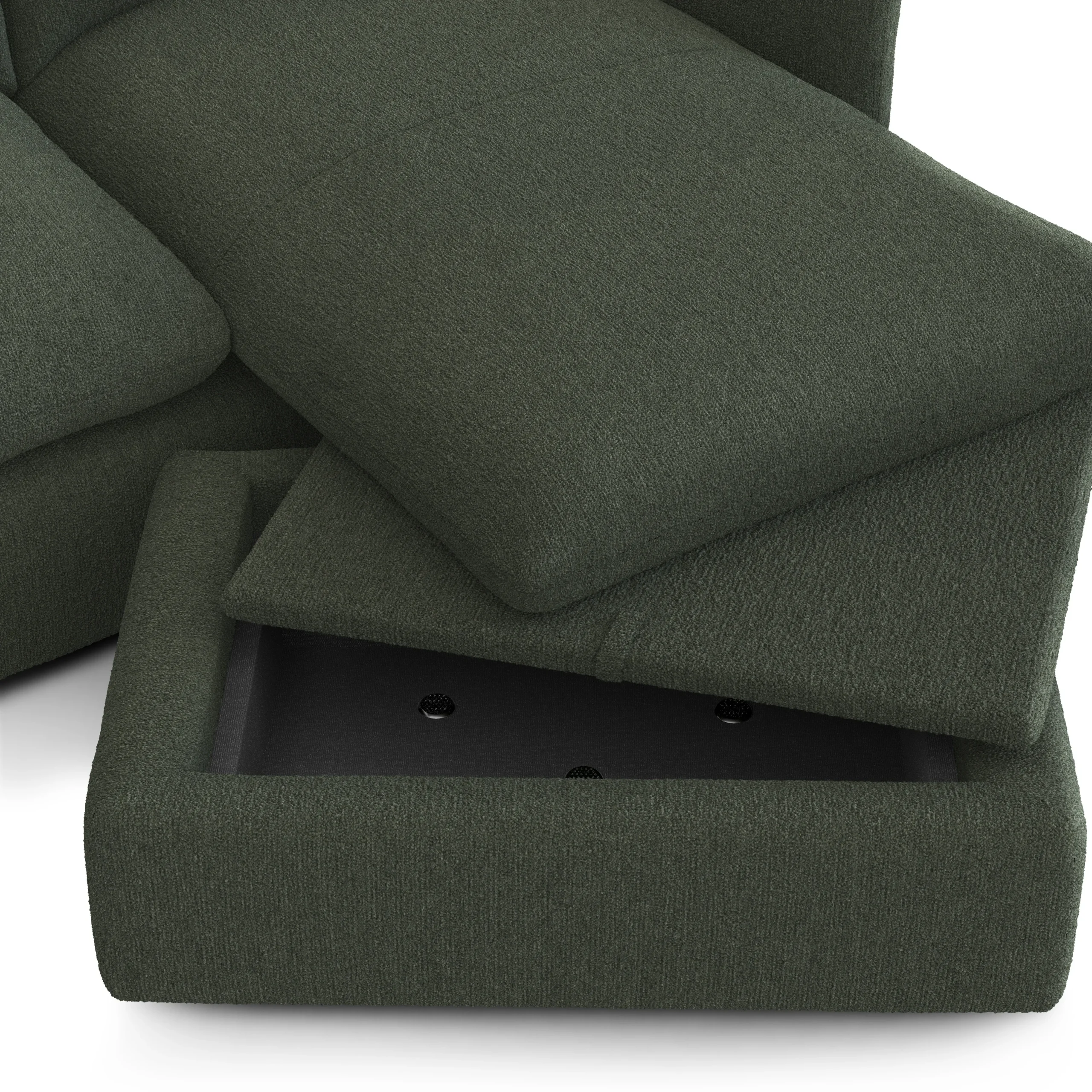 Leigh 86_ Reversible Storage Sectional - Green Wool Bouclé - Image 12