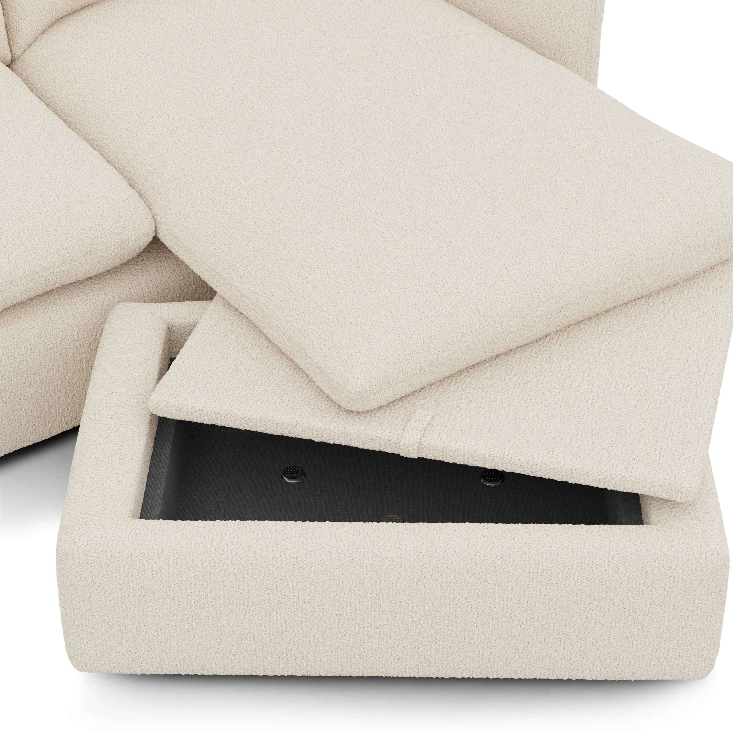 Leigh 86_ Reversible Storage Sectional - Ivory Wool Bouclé - Image 12