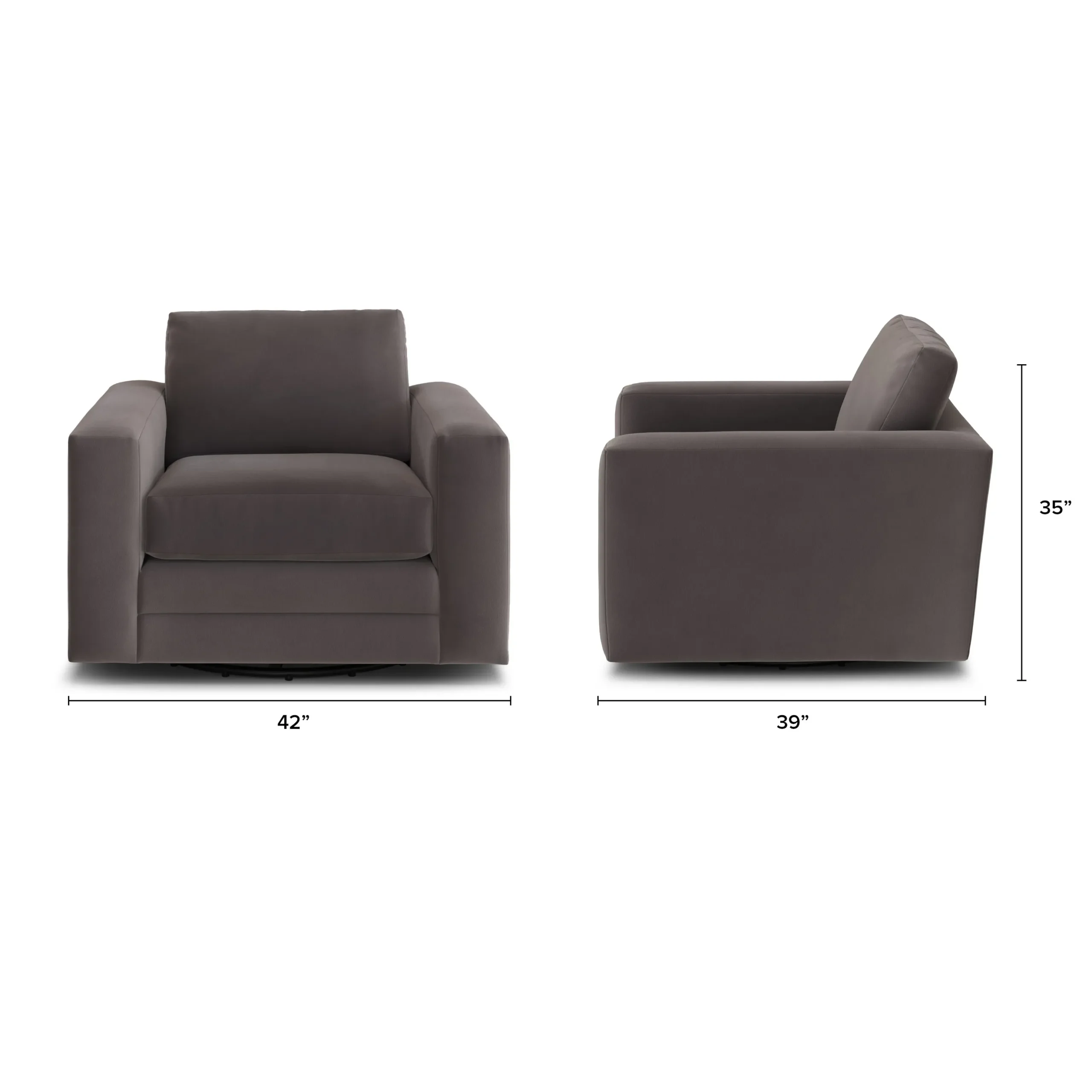 Riley 42_ Grand Velvet Swivel Chair - Hale Warm Gray - Image 2