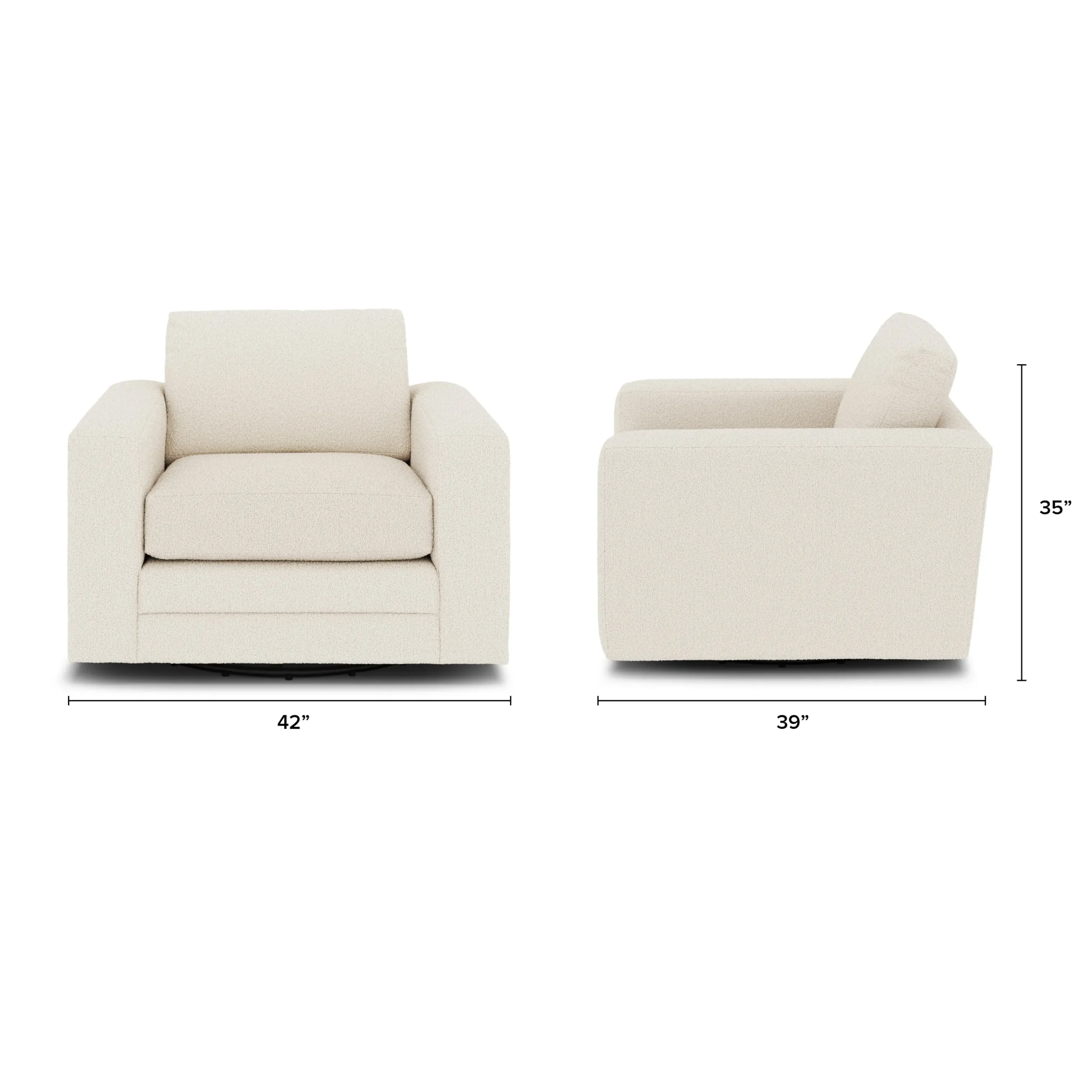 Riley 42_ Grand Swivel Chair - Ivory Wool Bouclé - Image 2