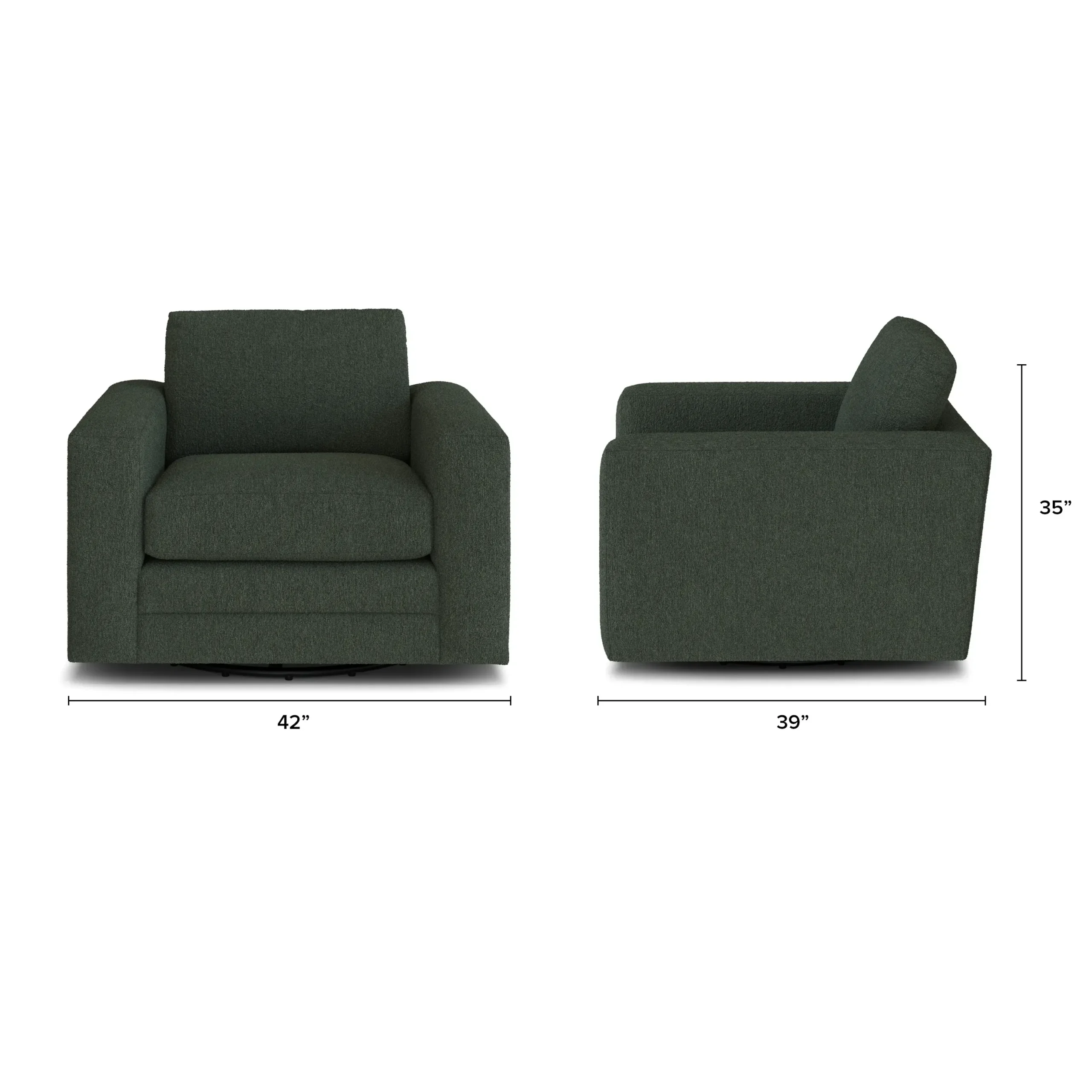 Riley 42_ Grand Swivel Chair - Green Wool Bouclé - Image 2