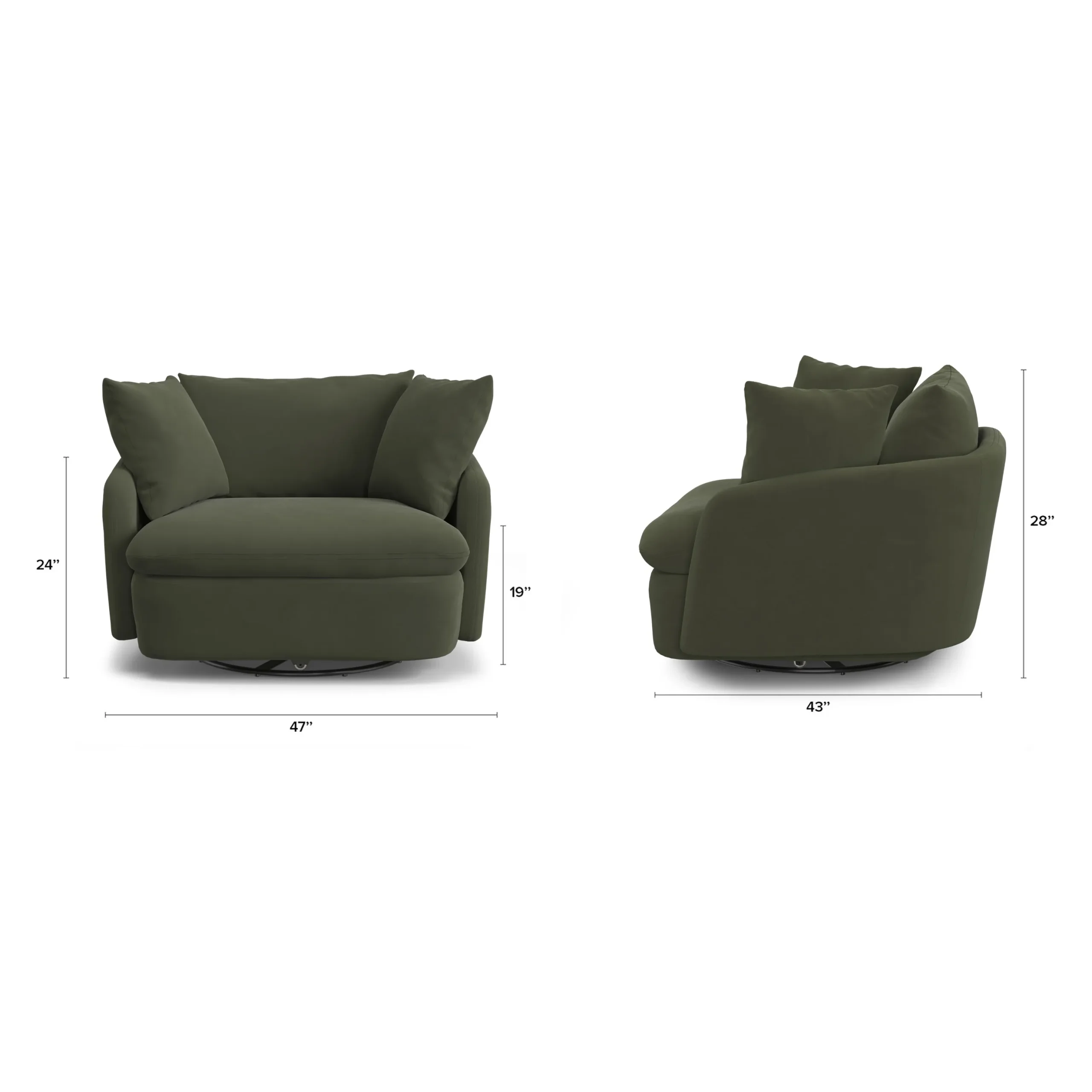 Leigh 47_ Grand Velvet Swivel Lounge Chair - Hale Fir Green - Image 2