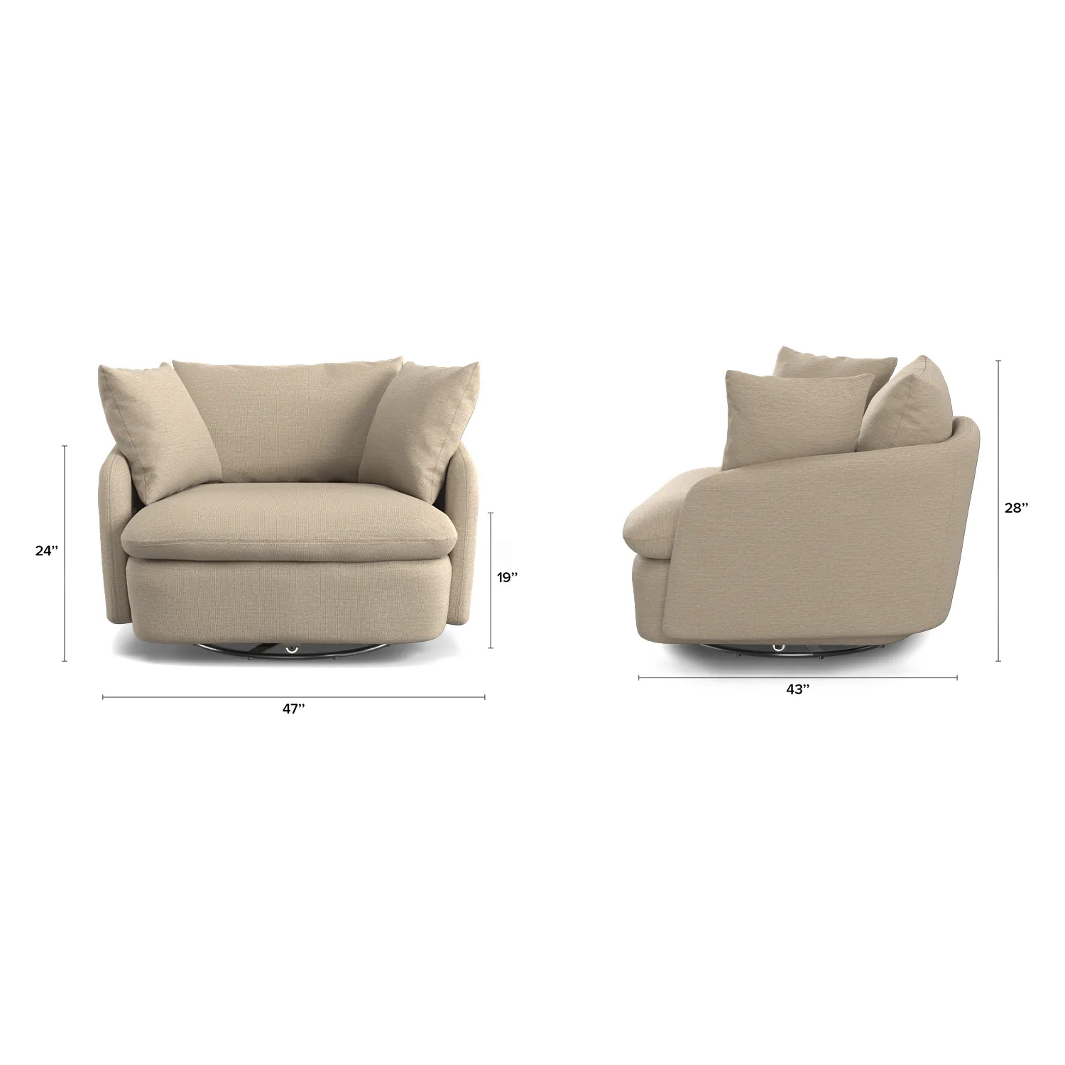 Leigh 47_ Grand Swivel Lounge Chair - Silver Taupe - Image 2