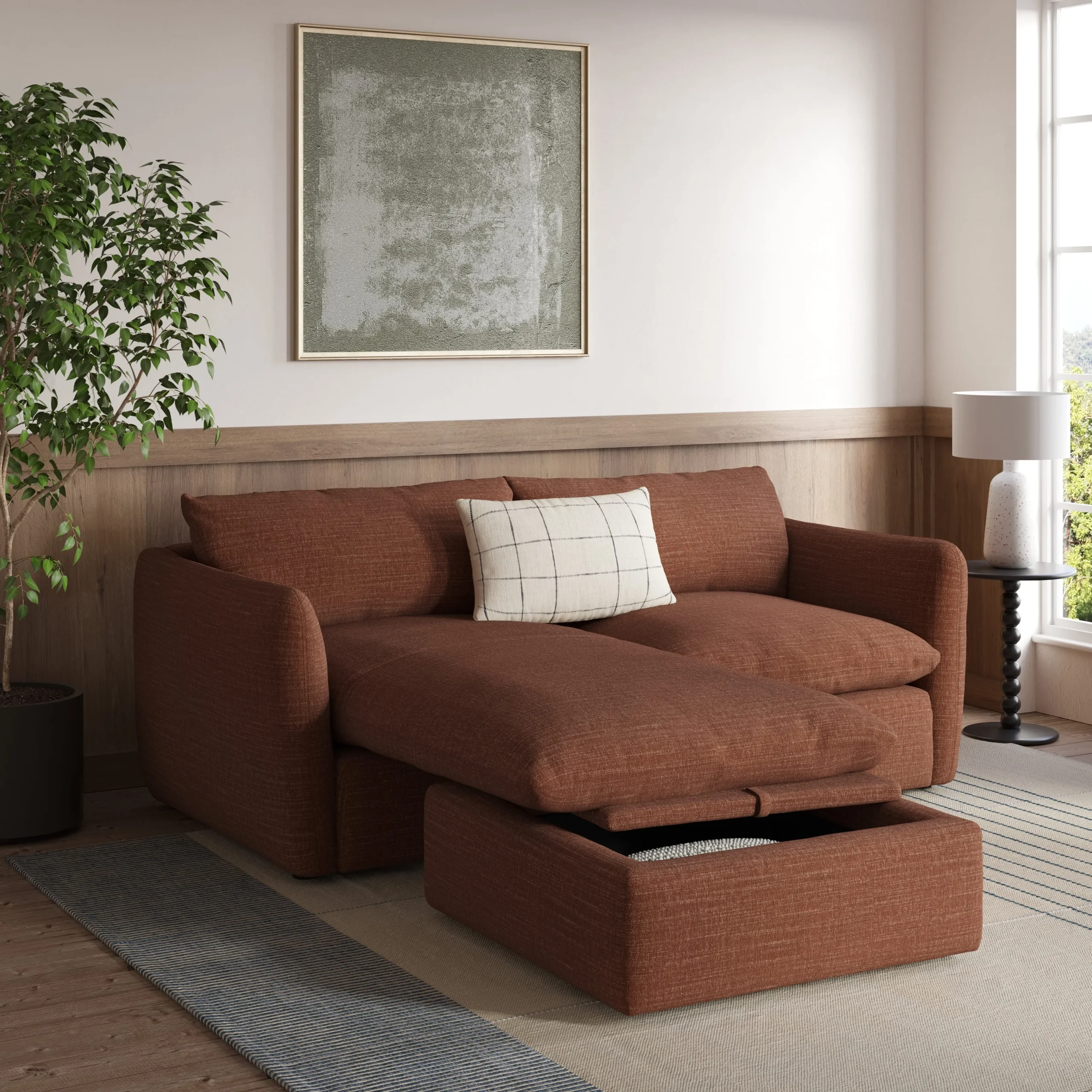 Leigh 86_ Reversible Storage Sleeper Sectional - Napa Rust - Image 12