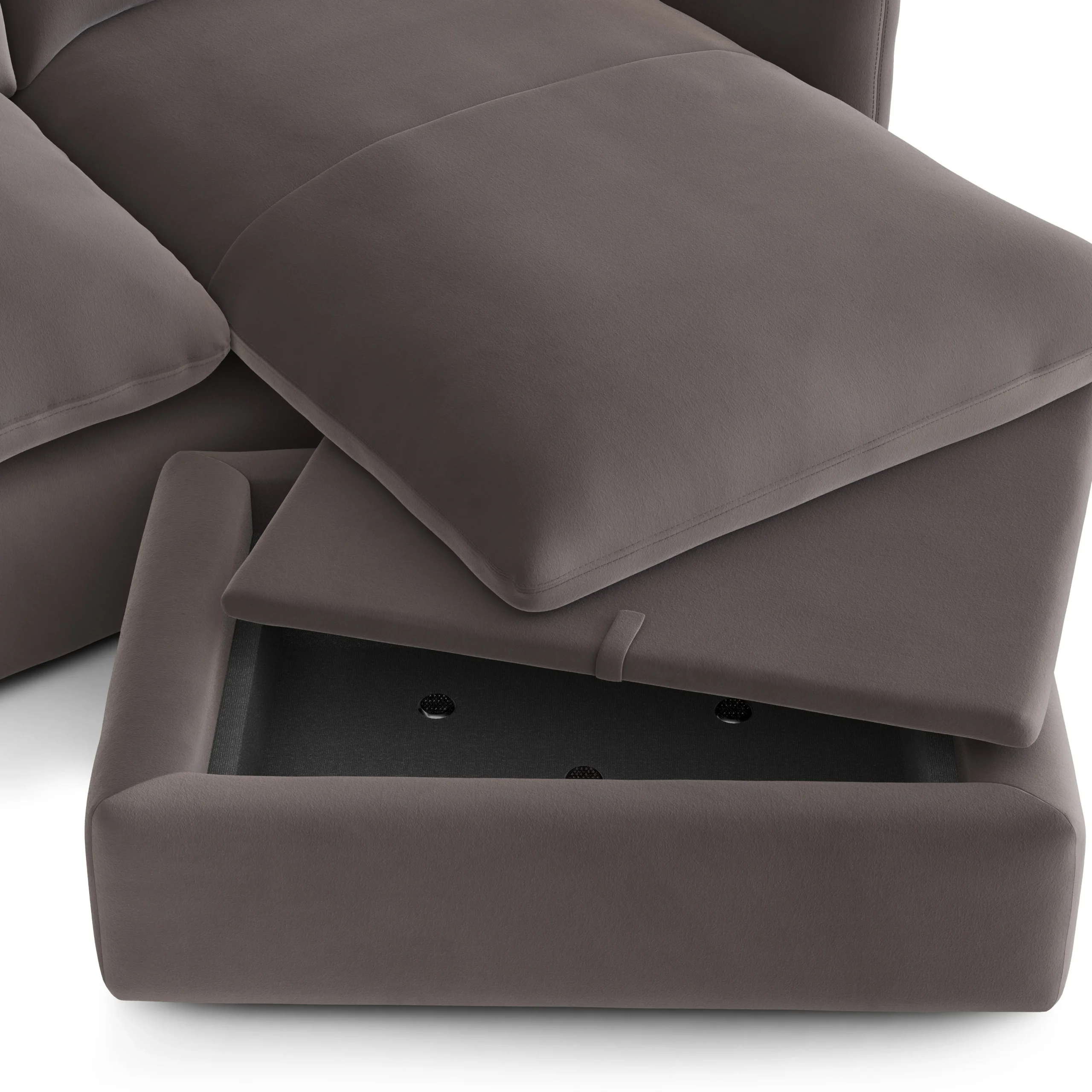 Leigh 86_ Velvet Reversible Storage Sectional - Hale Warm Gray - Image 12