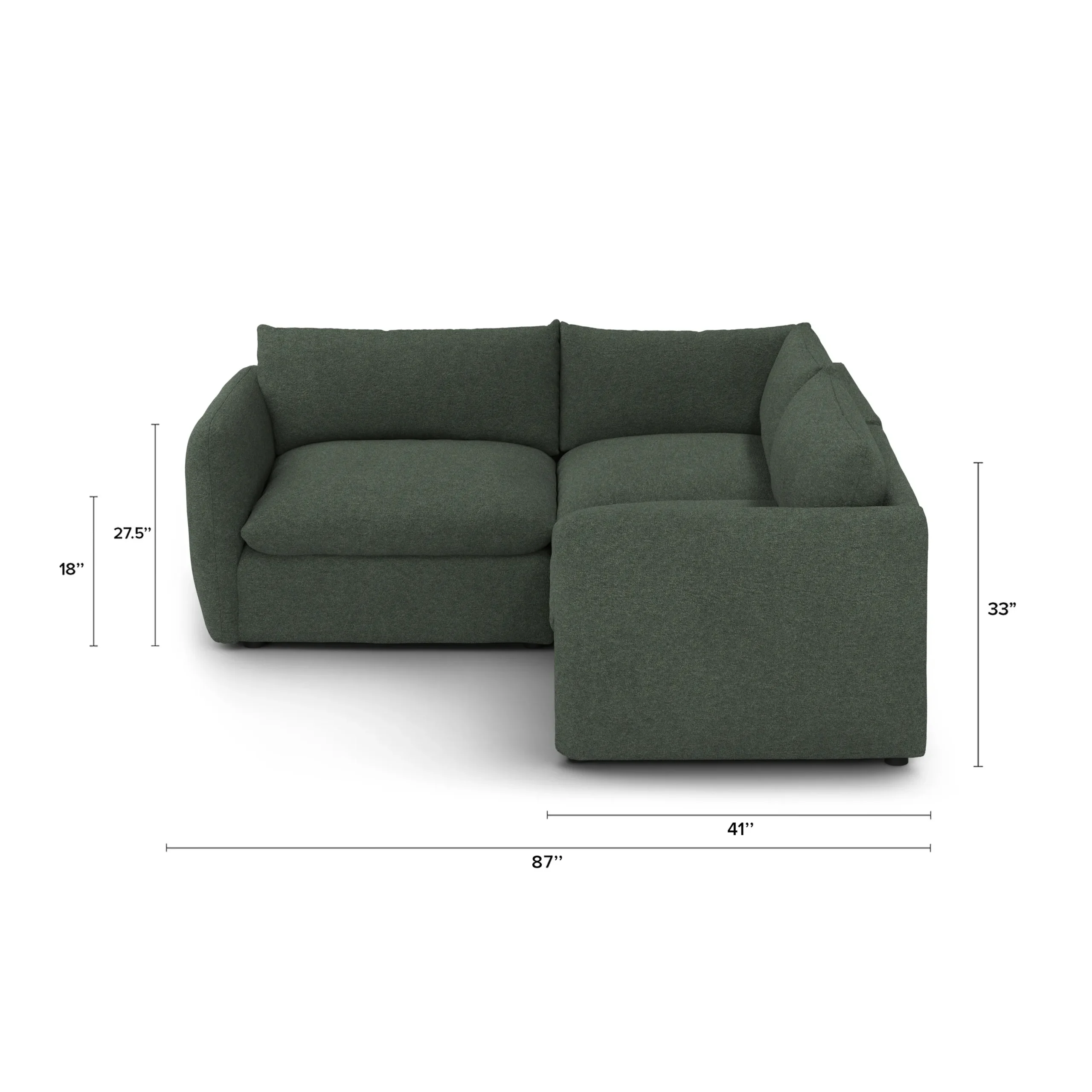 Leigh 87_ Modular Corner Sectional - Green Wool Bouclé - Image 12