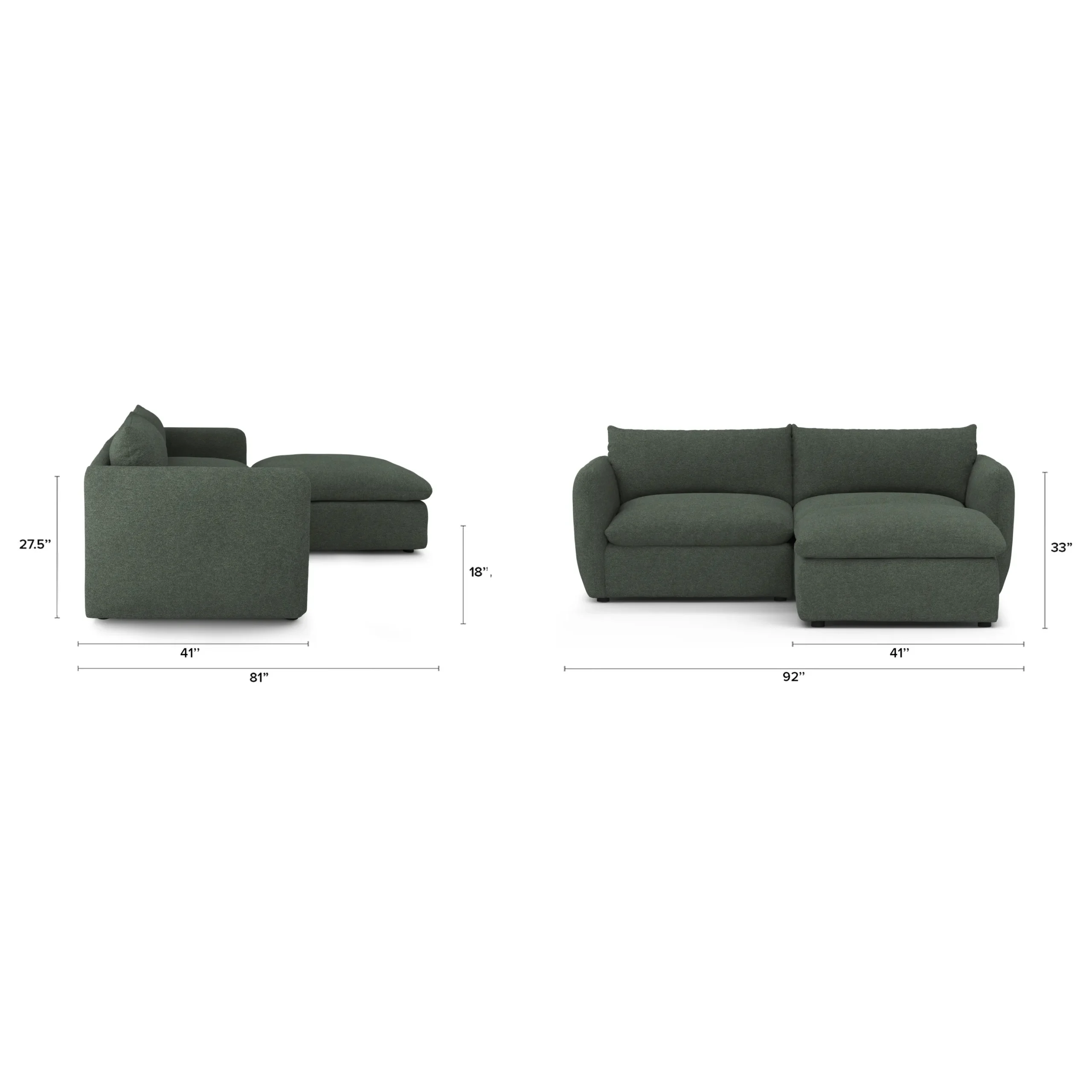 Leigh 92_ Modular Sectional - Green Wool Bouclé - Image 12