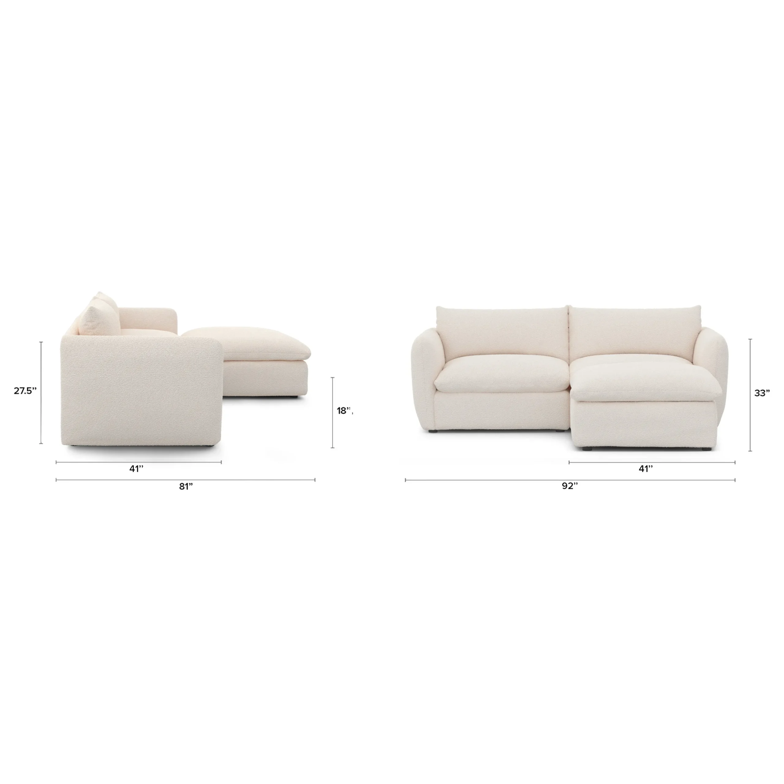 Leigh 92_ Modular Sectional -  Ivory Wool Bouclé - Image 12