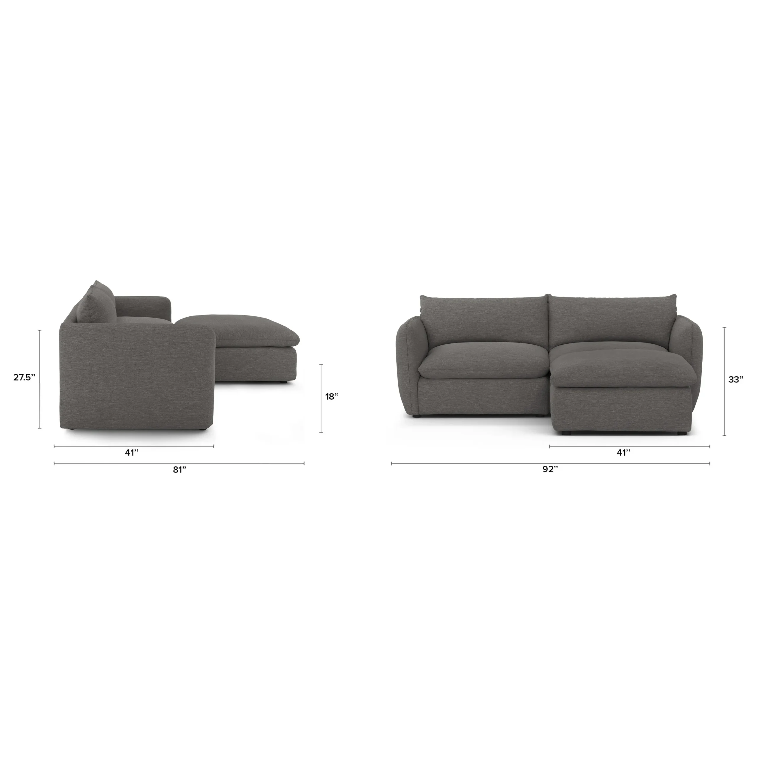 Leigh 92_ Modular Sectional - Silver Gray - Image 12