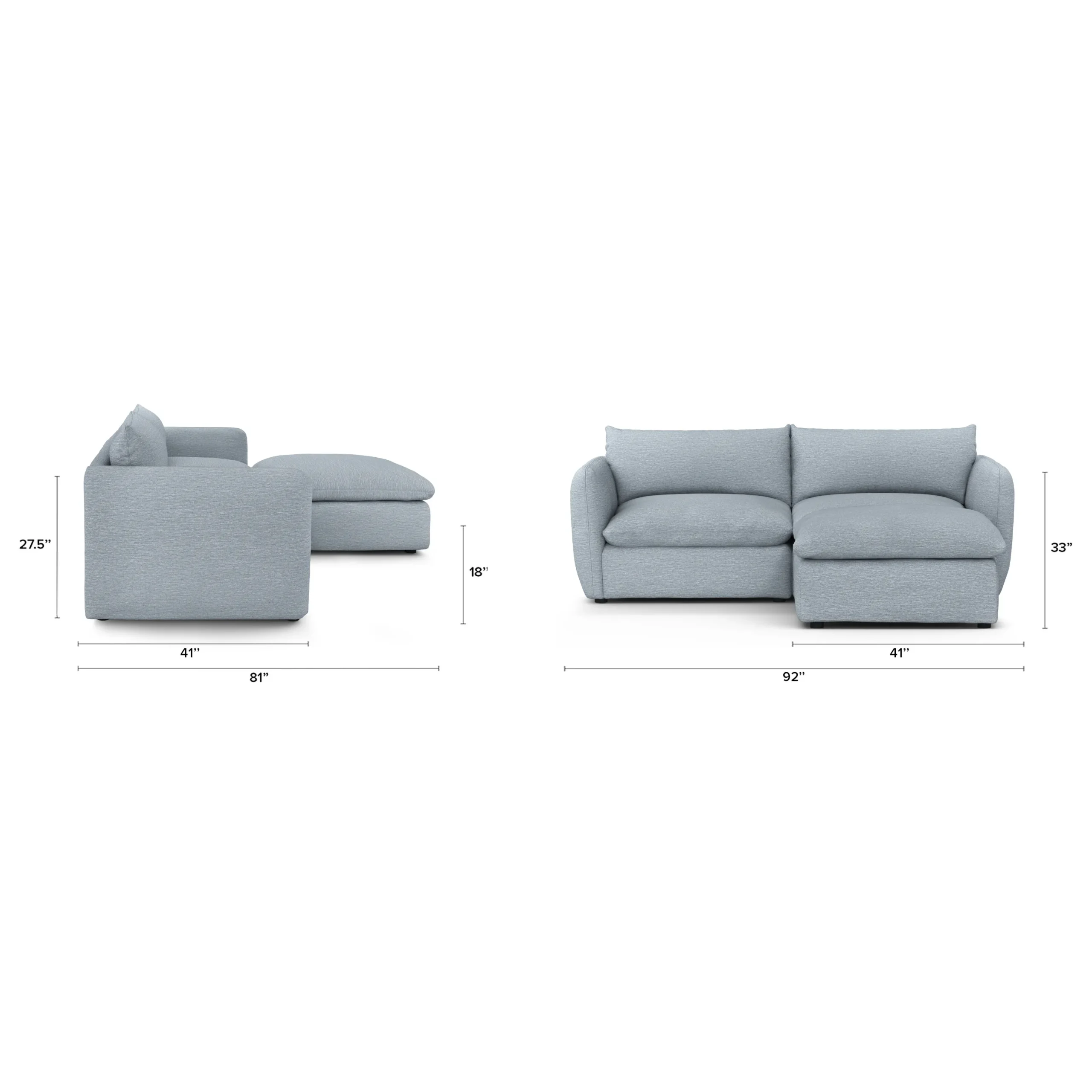 Leigh 92_ Modular Sectional - Silver Light Blue - Image 12