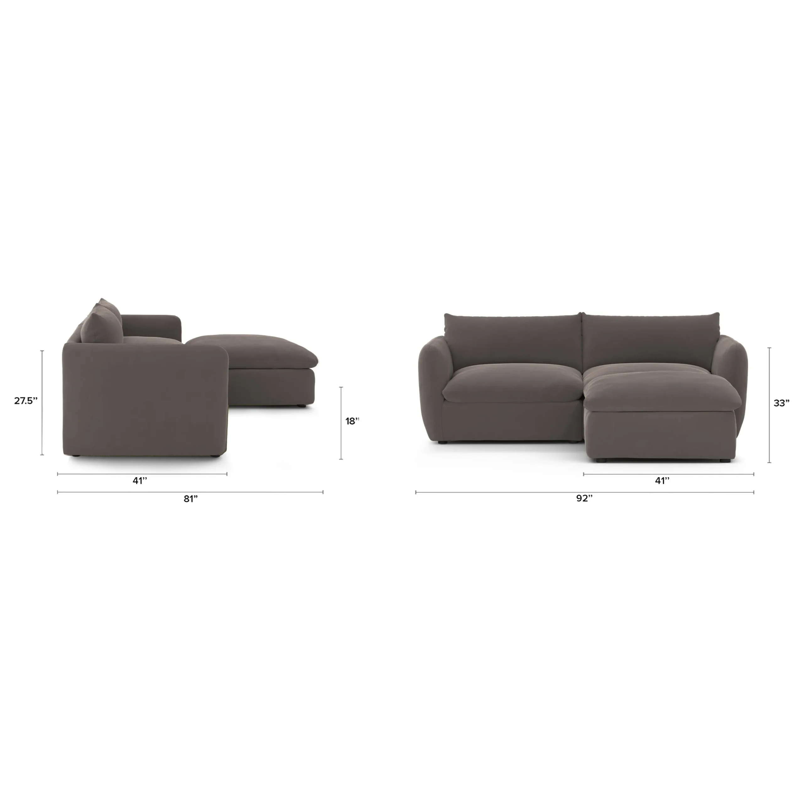 Leigh 92_ Velvet Modular Sectional - Hale Warm Gray - Image 12