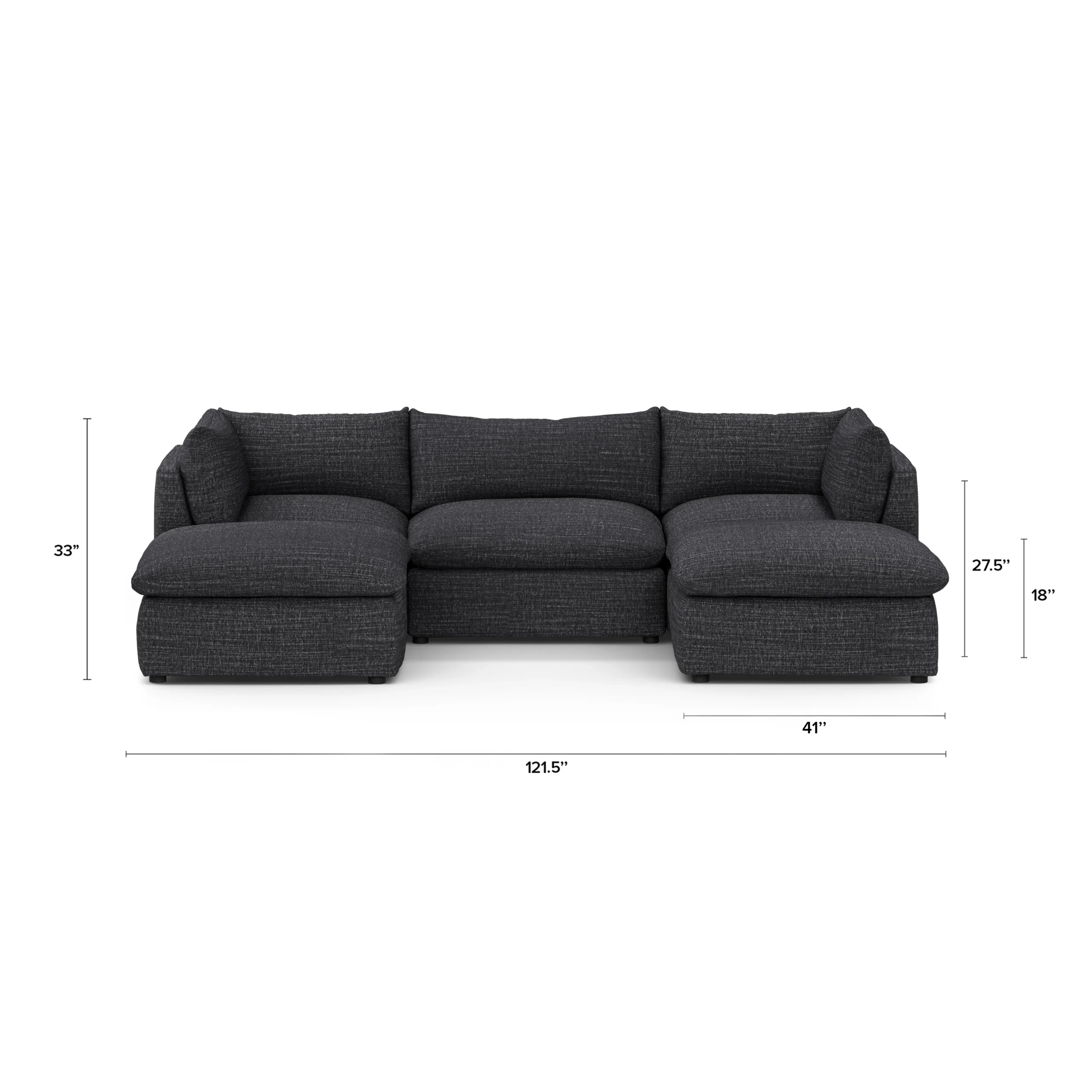 Leigh 121.5_ Modular 3-Seater U-Shaped Sectional - Napa Charcoal - Image 12