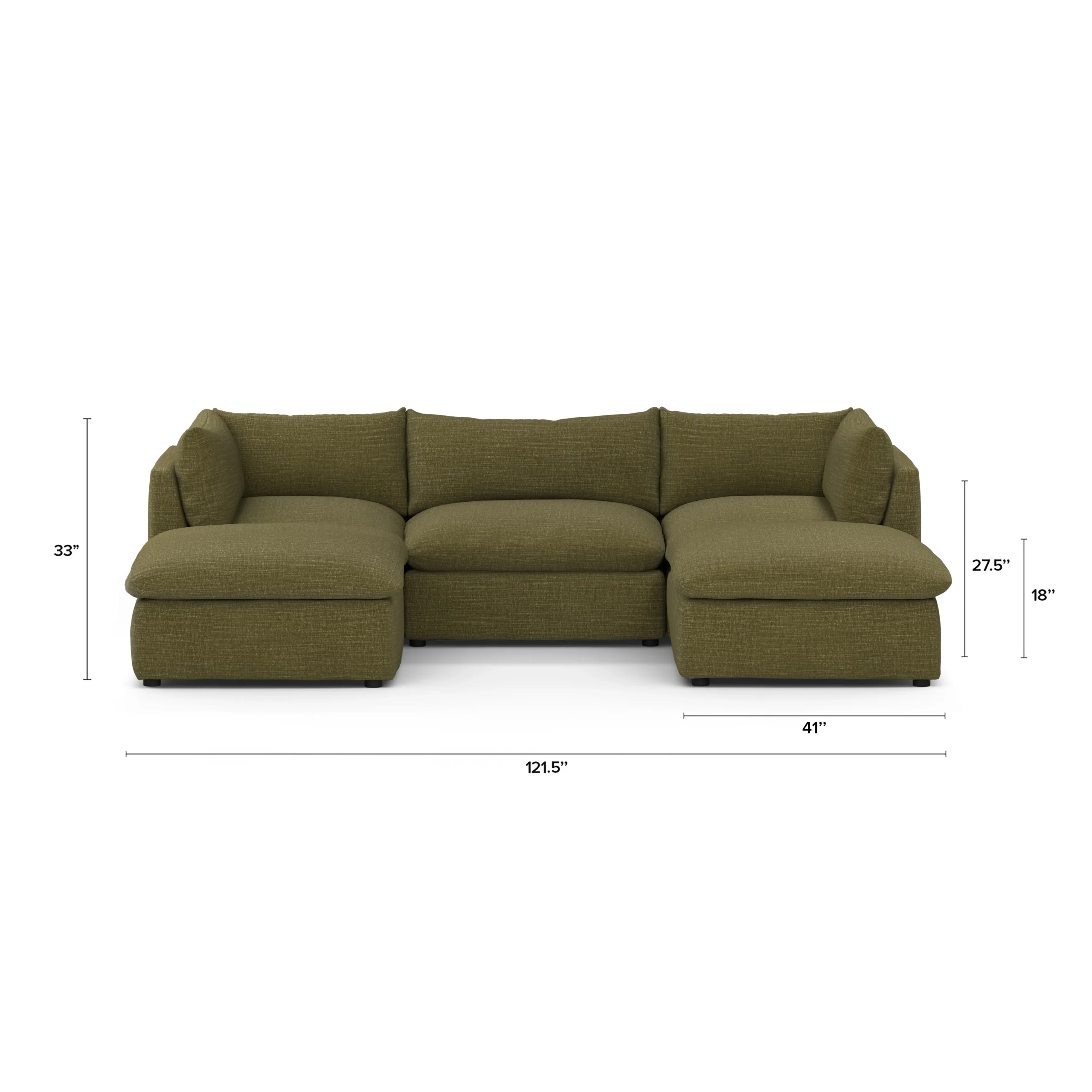 Leigh 121.5_ Modular 3-Seater U-Shaped Sectional - Napa Moss - Image 12
